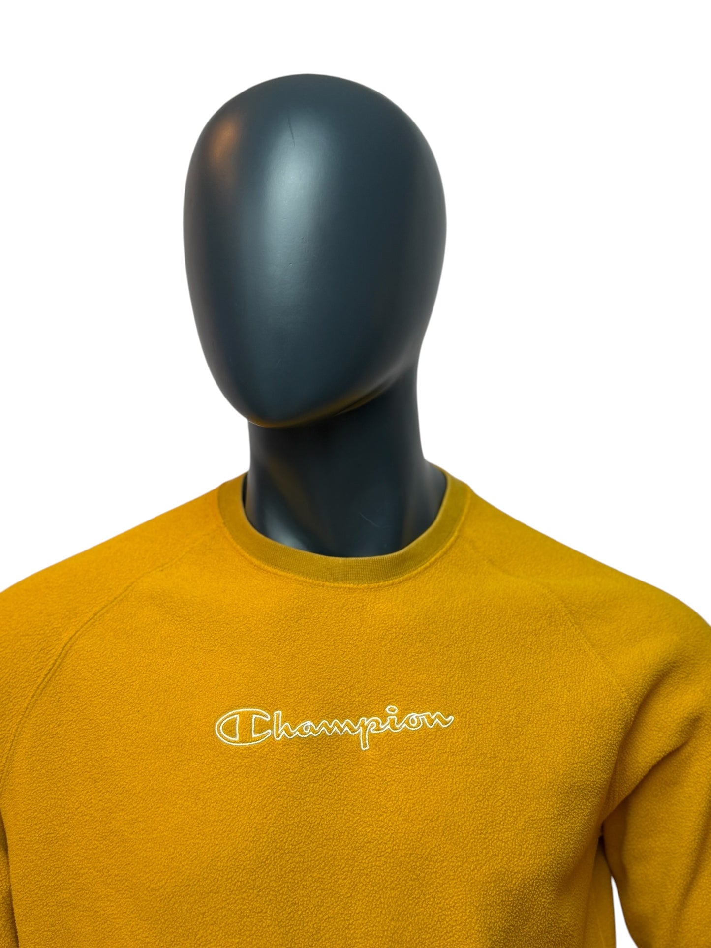 Vintage Champion Fleece Crewneck Gelb Small Logo Streetwear Size L