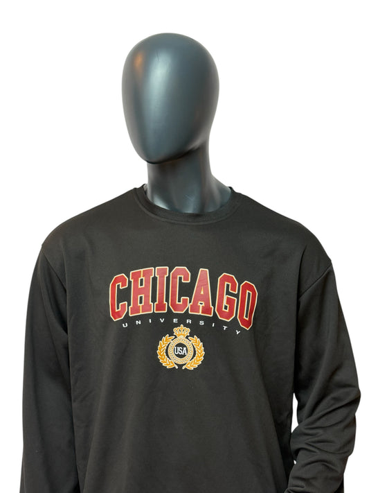 Vintage Chicago University Crewneck Schwarz College Sweater USA