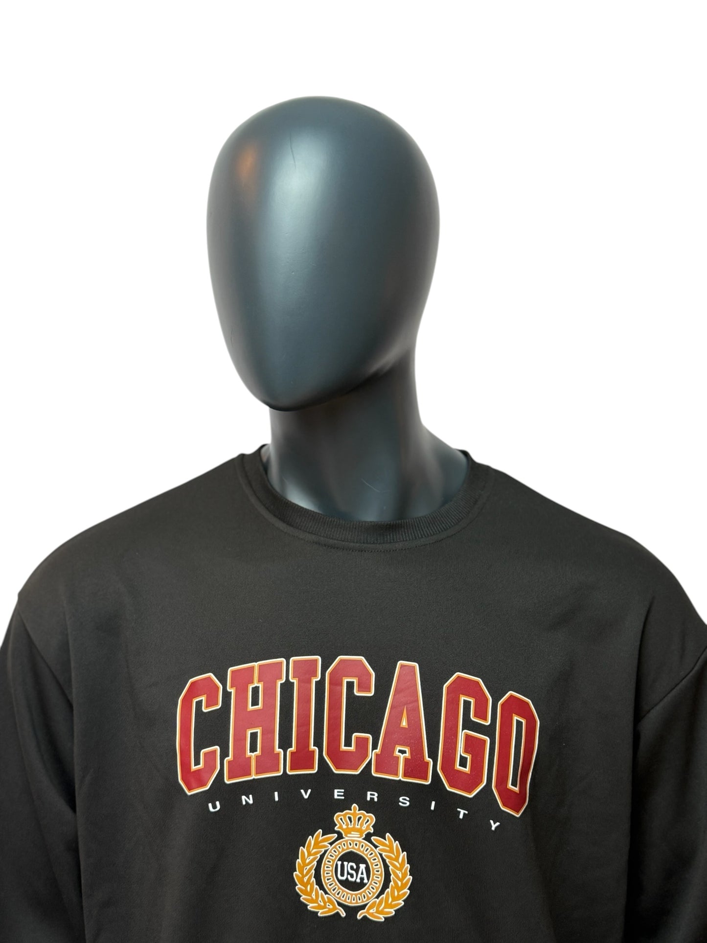 Vintage Chicago University Crewneck Schwarz College Sweater USA XL