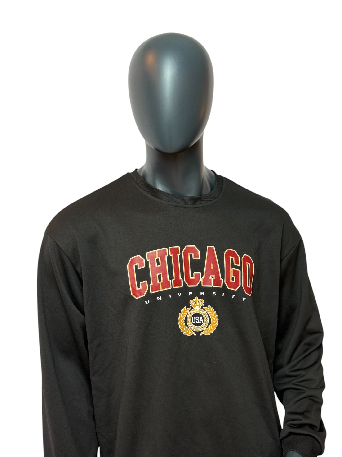 Vintage Chicago University Crewneck Schwarz College Sweater USA XL