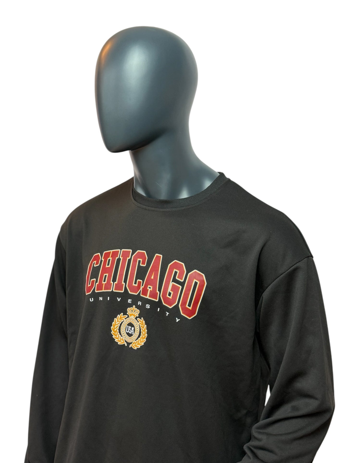 Vintage Chicago University Crewneck Schwarz College Sweater USA XL