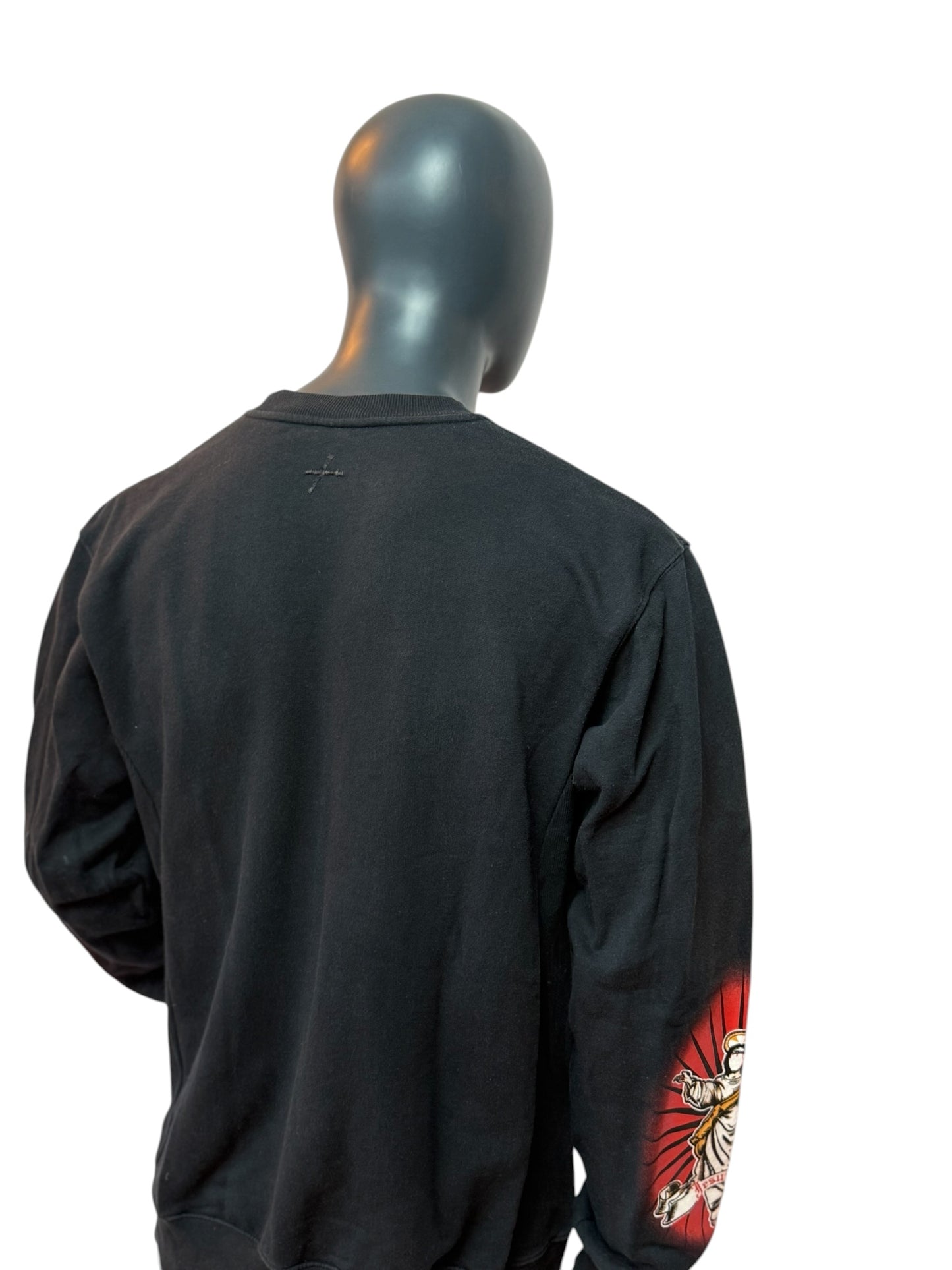 Vintage In God We Trust Crewneck Schwarz Graphic Sweater Streetwear L