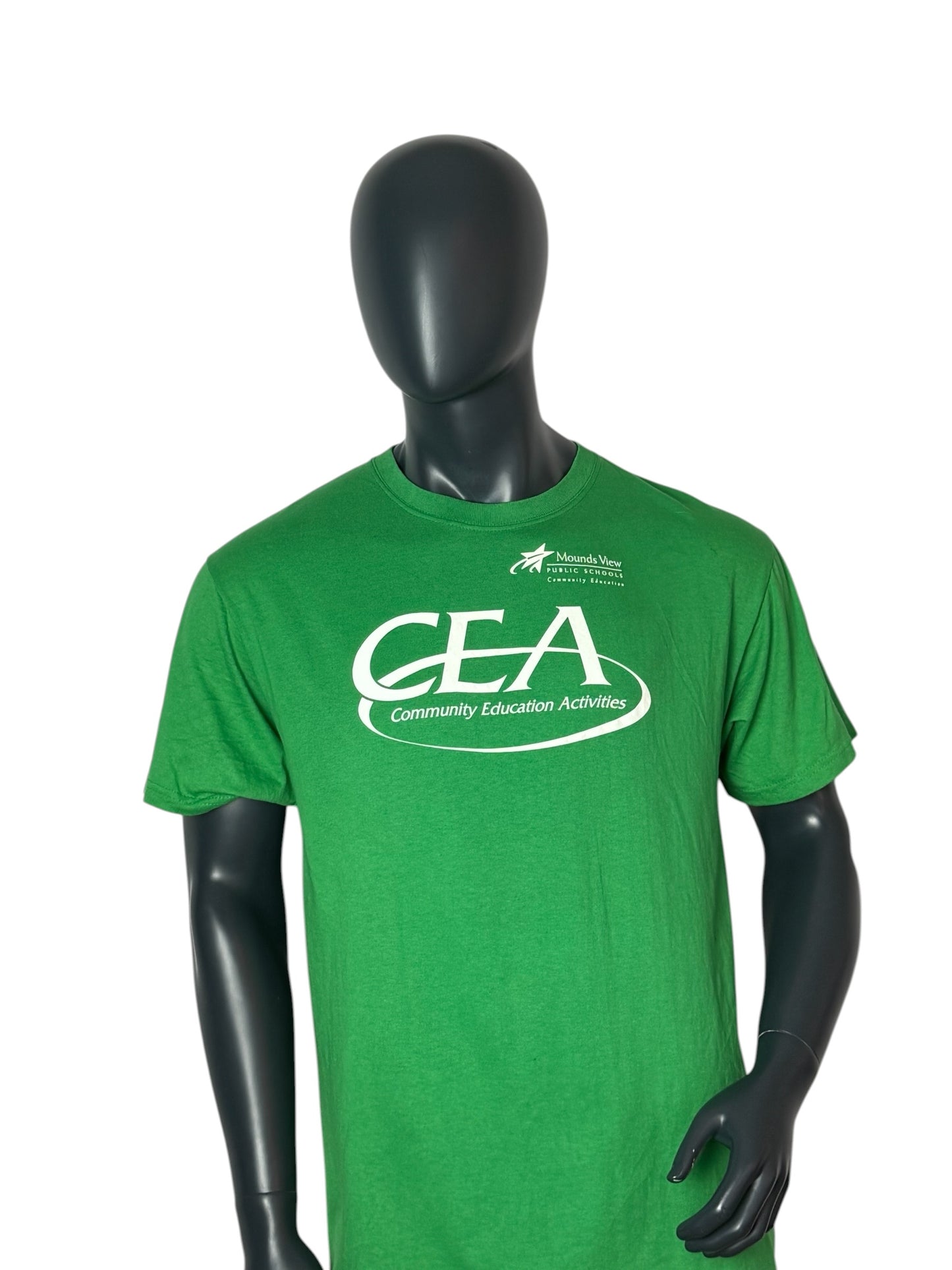 Vintage GEA Community Education T-Shirt Green Print Size L