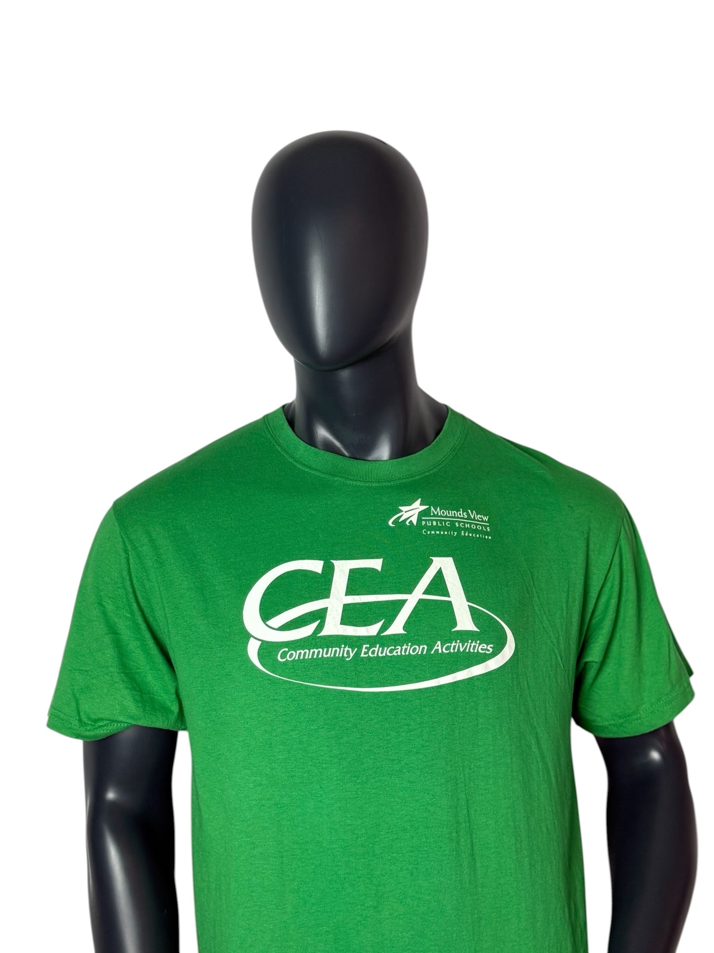 Vintage GEA Community Education T-Shirt Green Print Size L