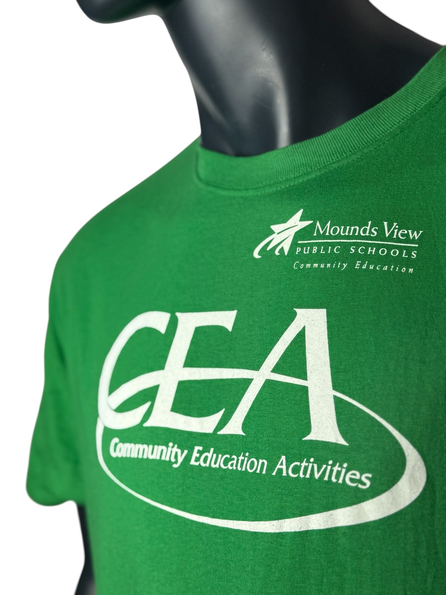 Vintage GEA Community Education T-Shirt Green Print Size L