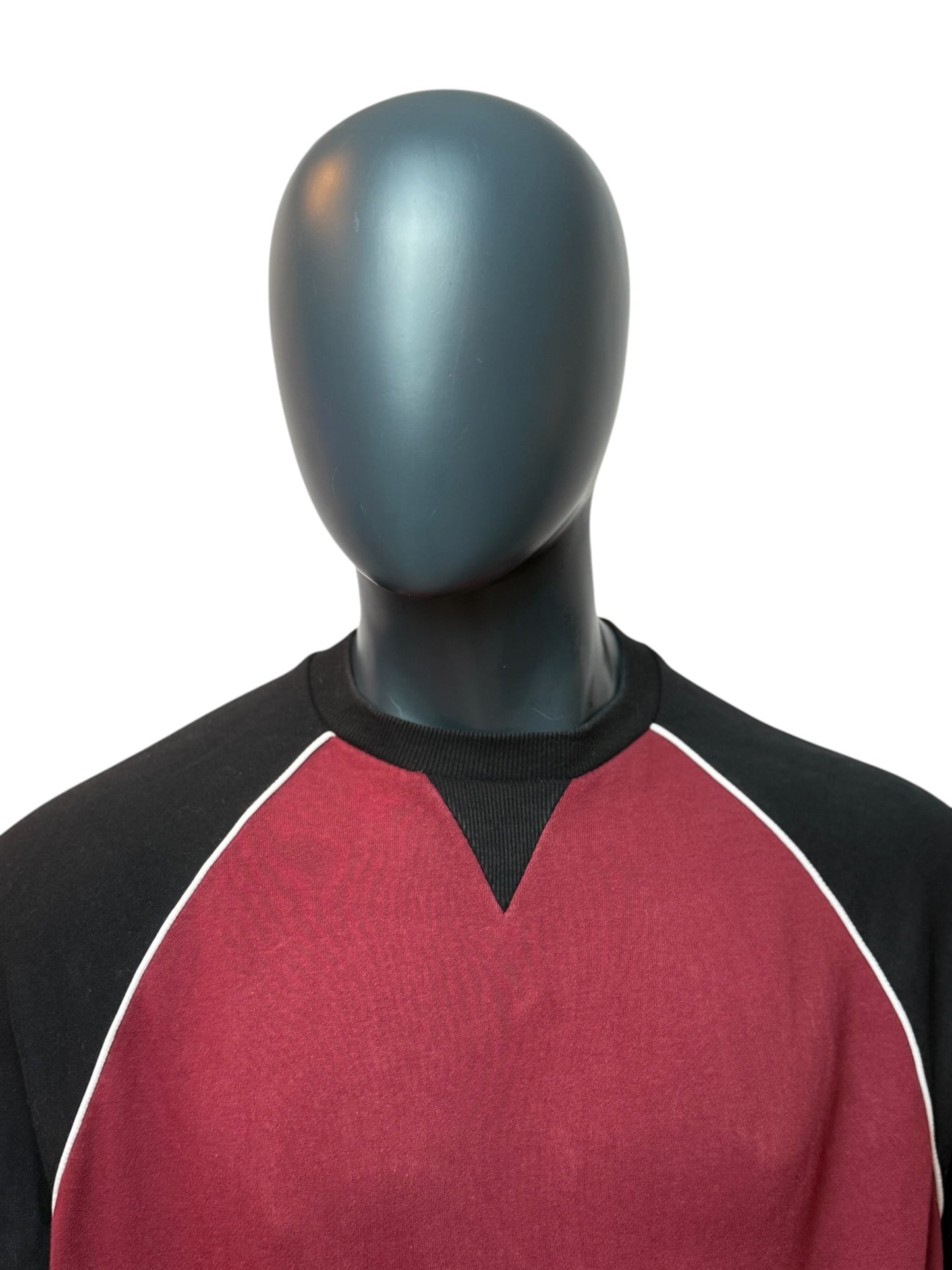 Vintage Two Tone Crewneck Rot Schwarz Raglan Sweater Basic L