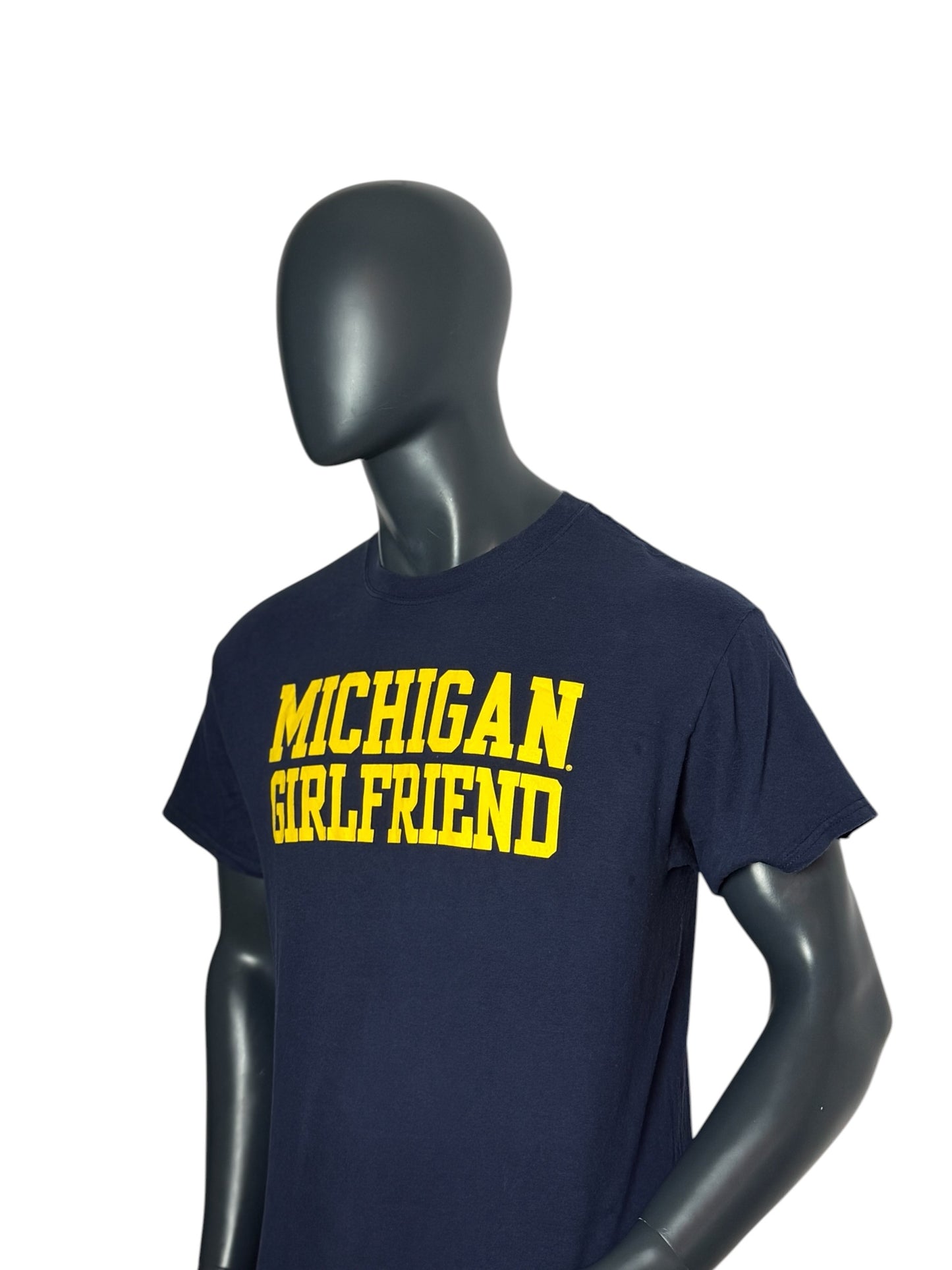 Vintage Michigan Girlfriend T-Shirt Navy Yellow Print Size L