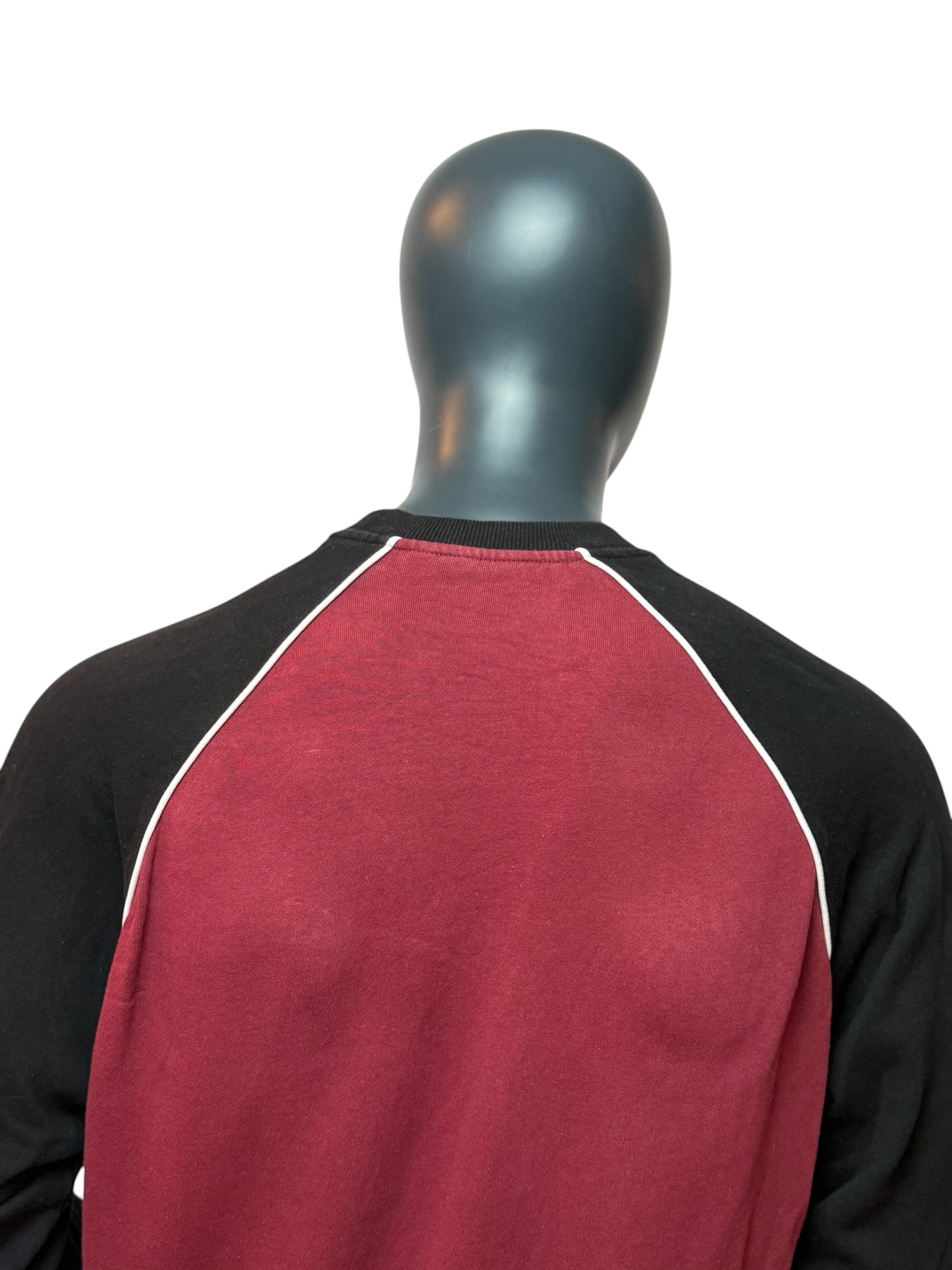 Vintage Two Tone Crewneck Rot Schwarz Raglan Sweater Basic L