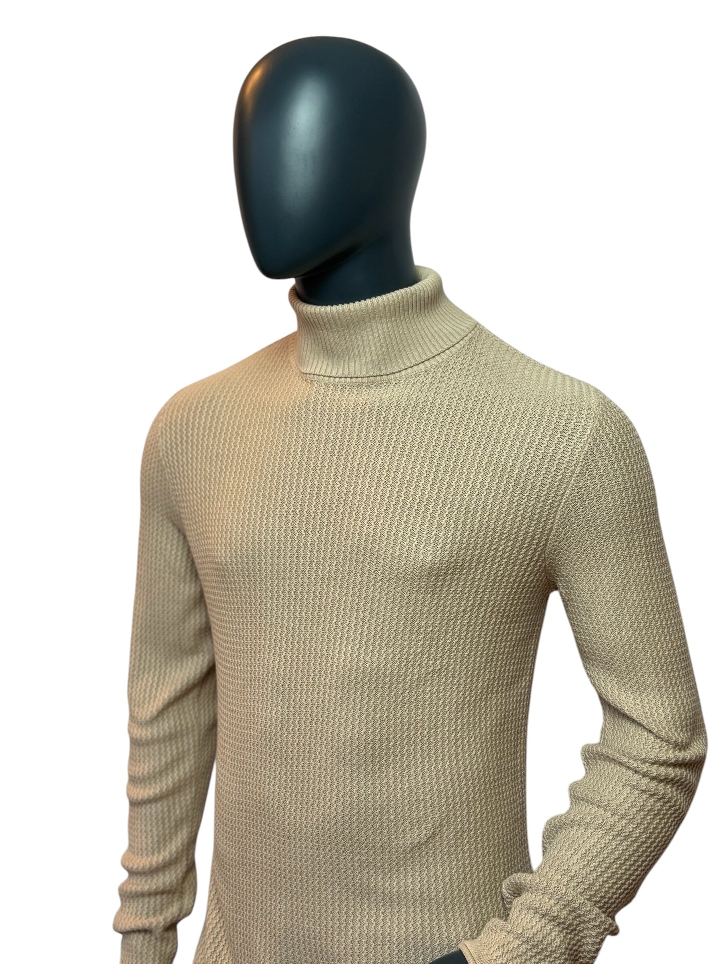 Vintage Rollkragen Pullover Beige Minimal Knit Classic Sweater M