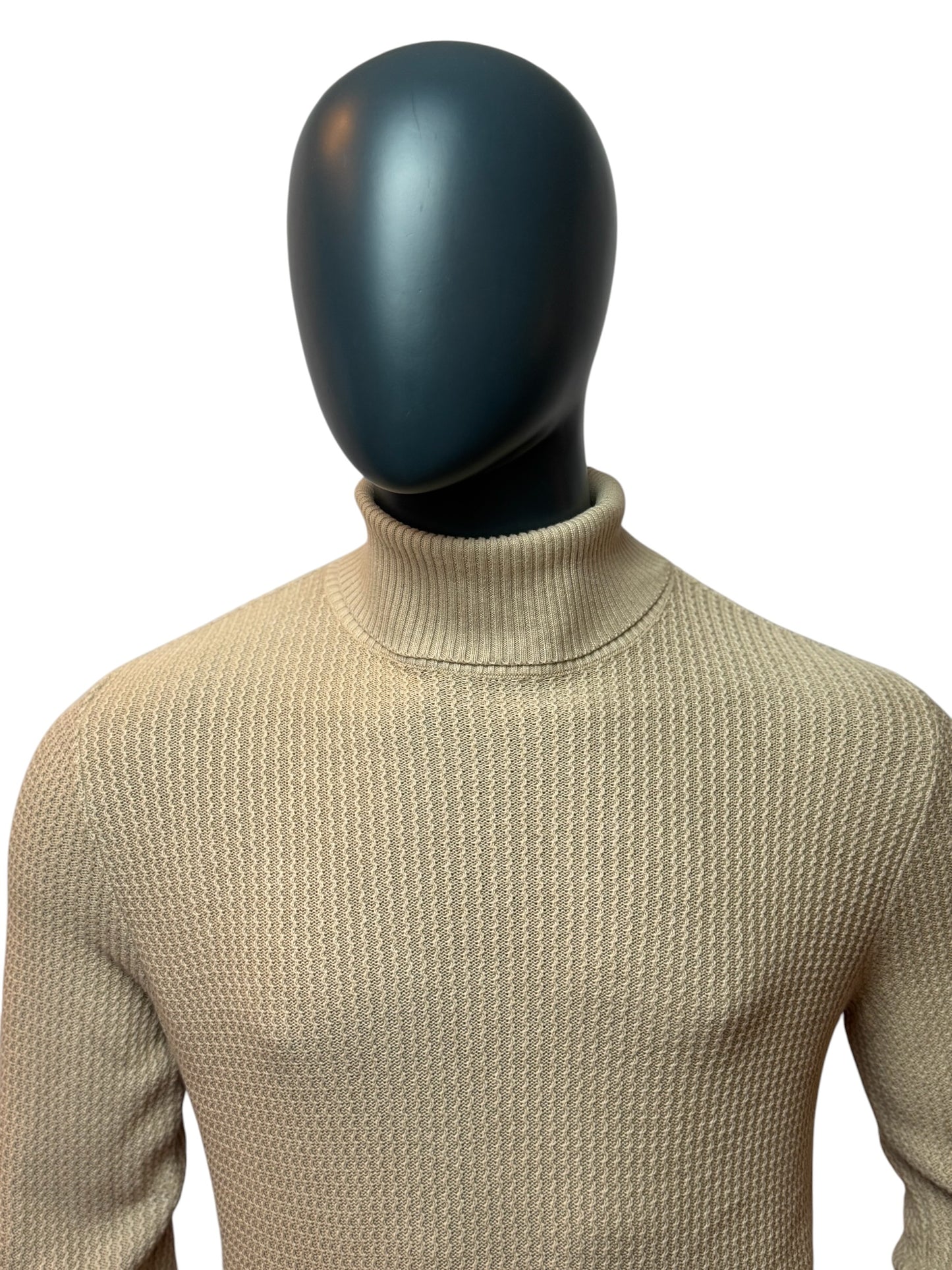 Vintage Rollkragen Pullover Beige Minimal Knit Classic Sweater M
