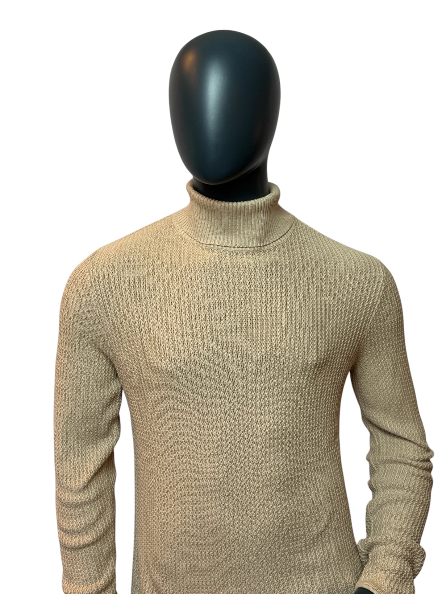 Vintage Rollkragen Pullover Beige Minimal Knit Classic Sweater M