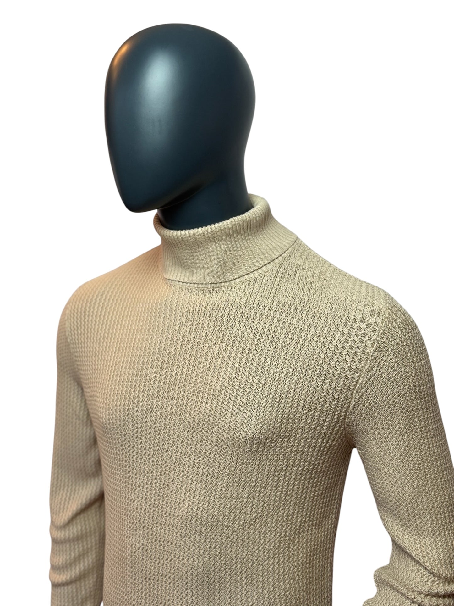 Vintage Rollkragen Pullover Beige Minimal Knit Classic Sweater M
