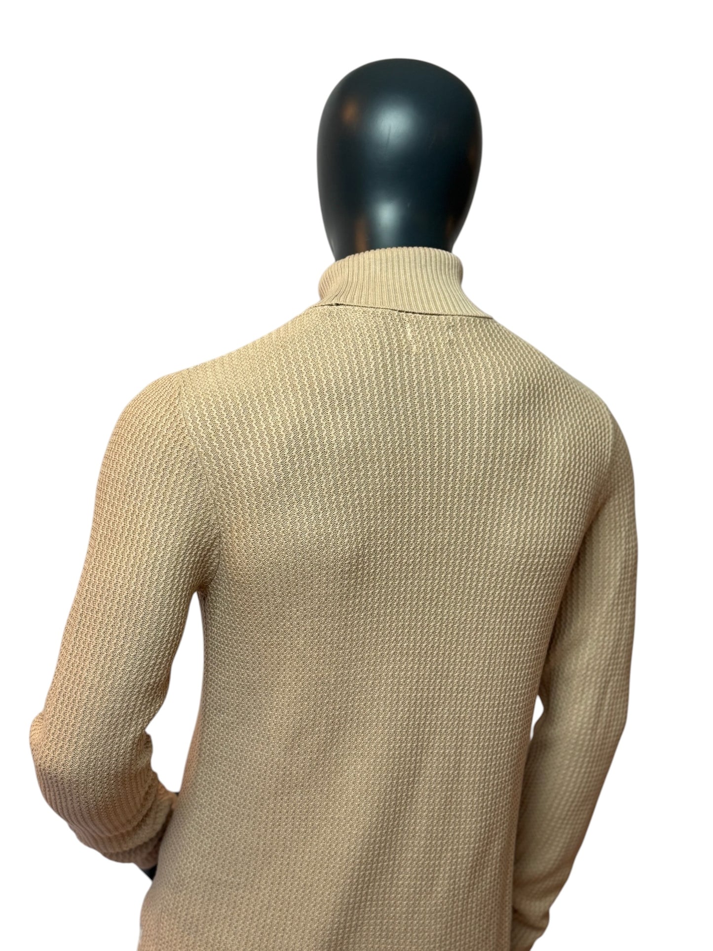 Vintage Rollkragen Pullover Beige Minimal Knit Classic Sweater M