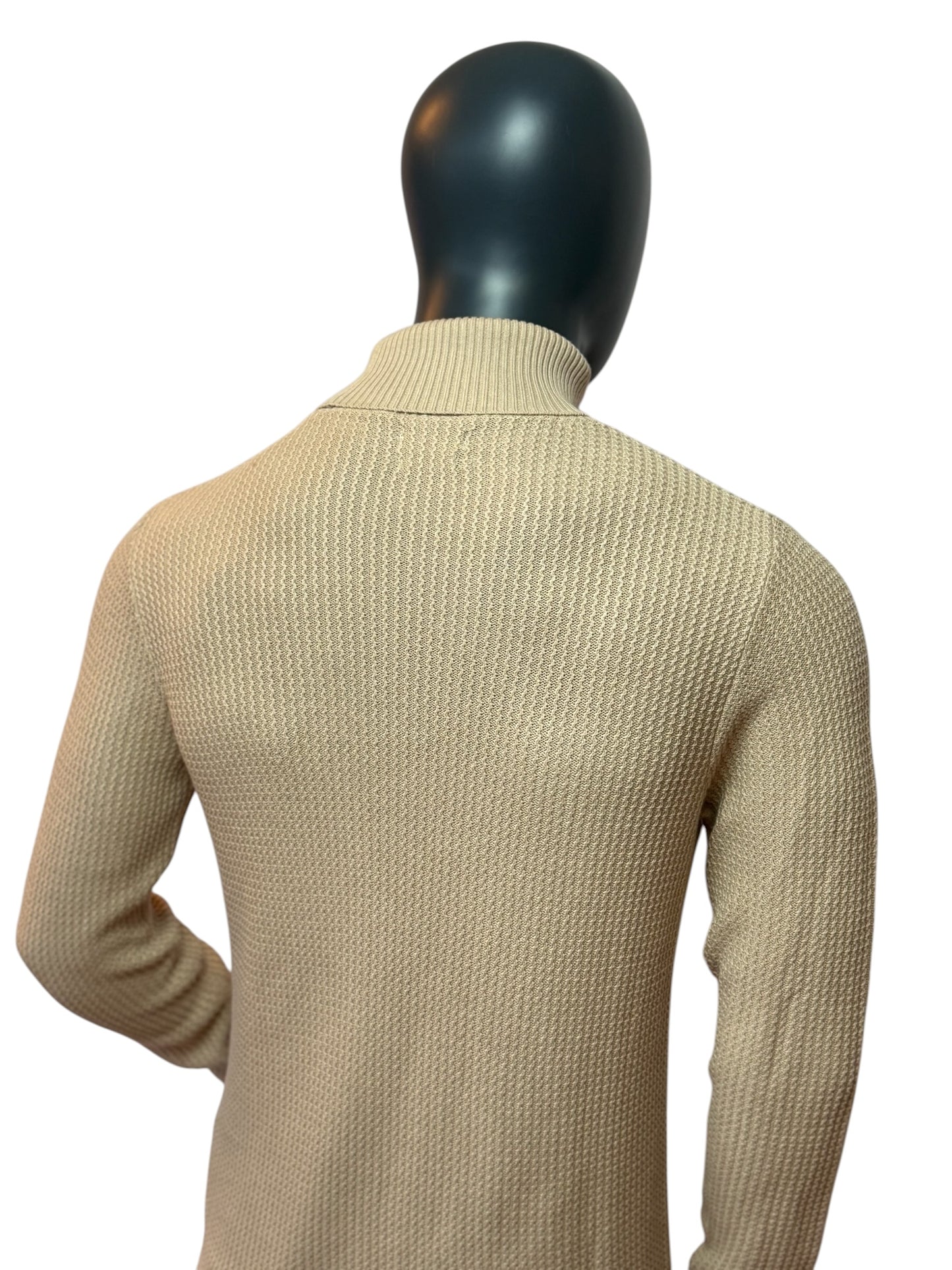 Vintage Rollkragen Pullover Beige Minimal Knit Classic Sweater M