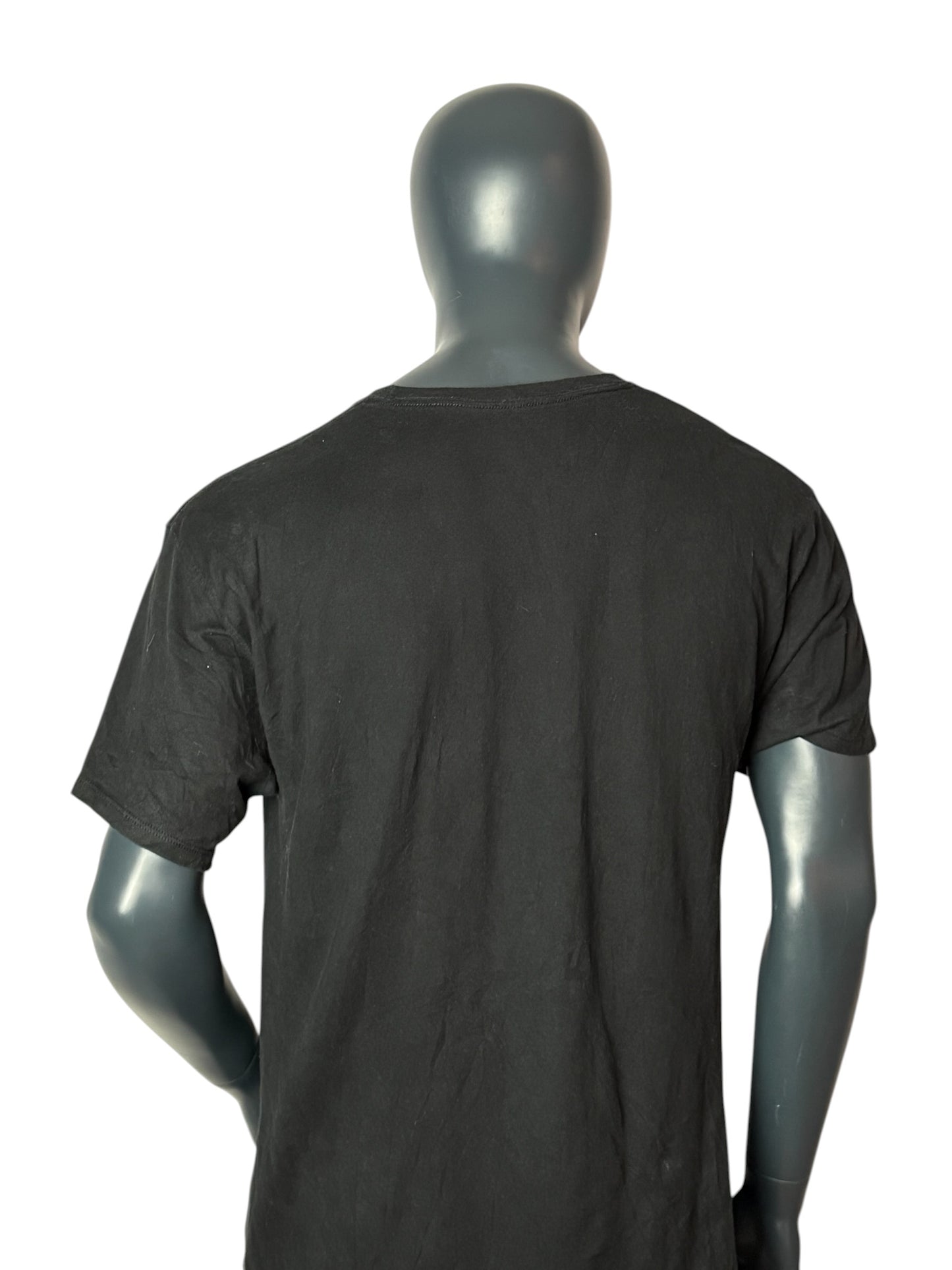 Vintage Retro Champion Script Logo T Shirt Black Size L