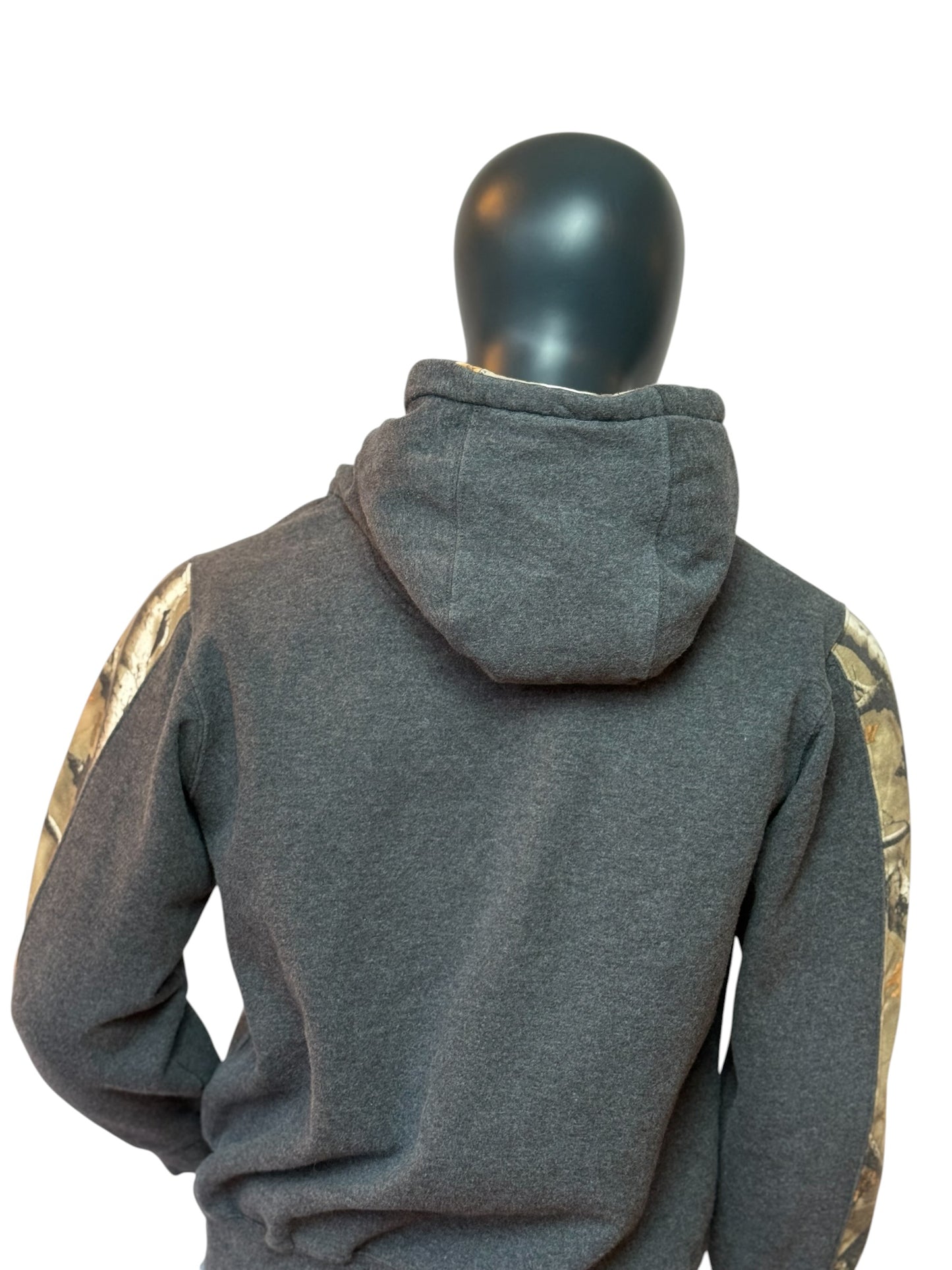 Vintage Hoodie Grau Deer Hunting Camo Retro Graphic Sweater M