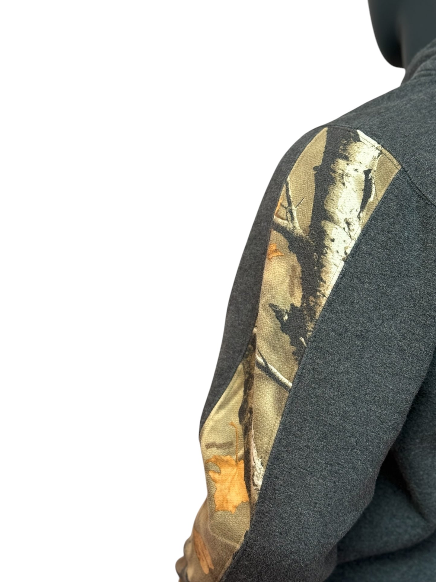 Vintage Hoodie Grau Deer Hunting Camo Retro Graphic Sweater M