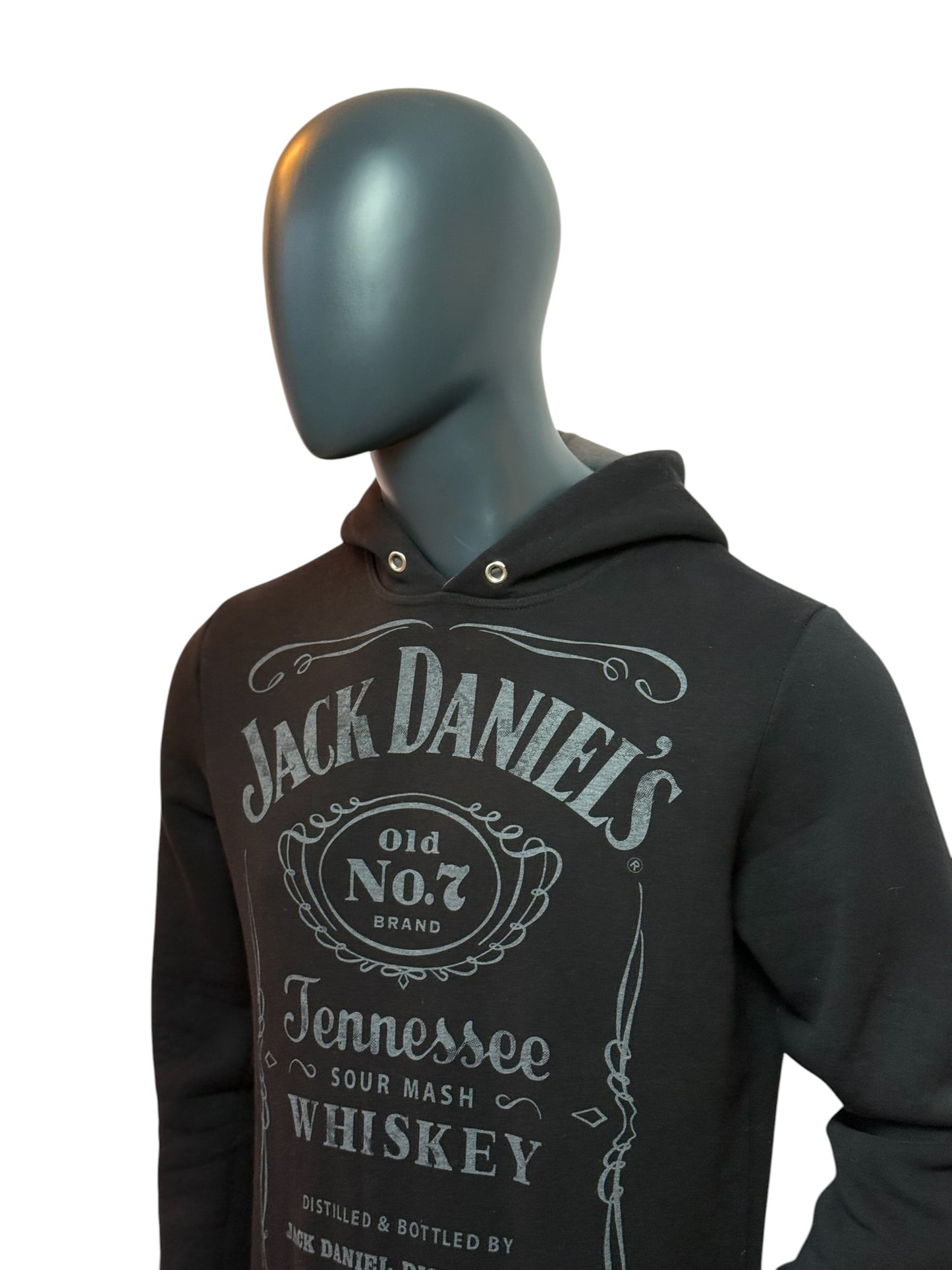 Vintage Jack Daniel’s Hoodie Schwarz Logo Print Whiskey Retro Streetwear L