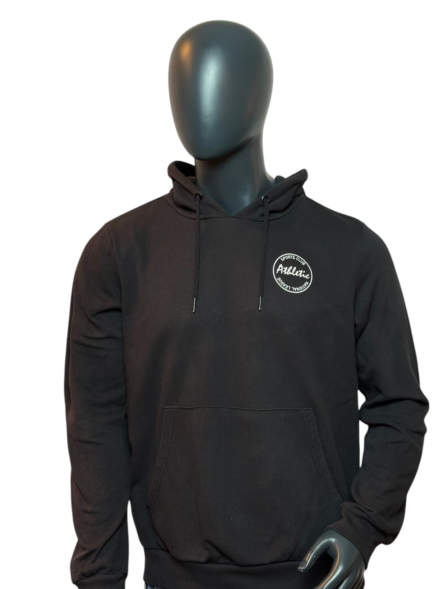 Vintage Athletic Hoodie Schwarz Minimal Logo Streetwear Basic Essential Size M