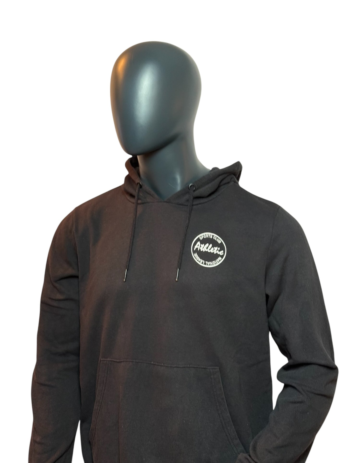 Vintage Athletic Hoodie Schwarz Minimal Logo Streetwear Basic Essential Size M