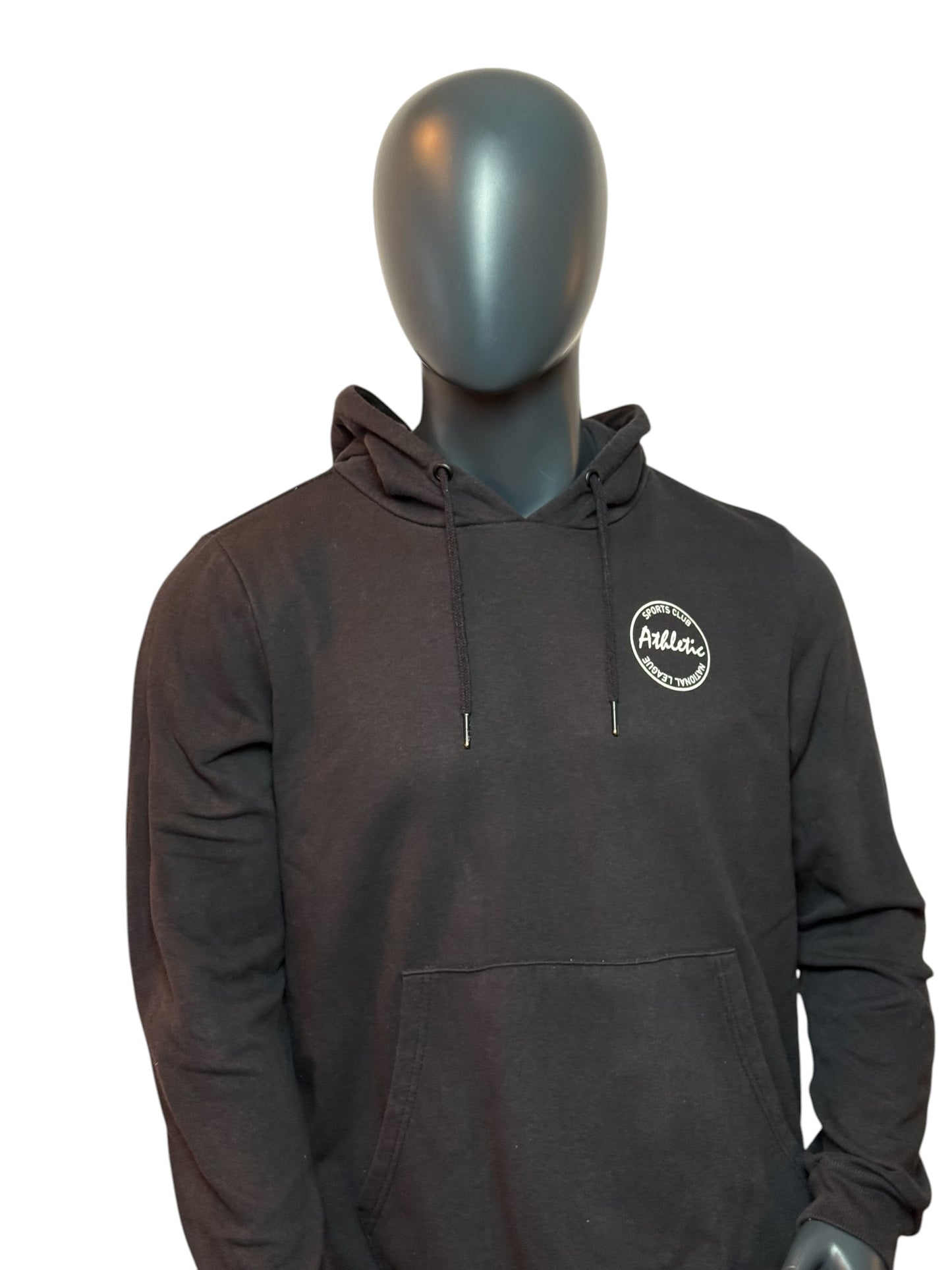 Vintage Athletic Hoodie Schwarz Minimal Logo Streetwear Basic Essential Size M