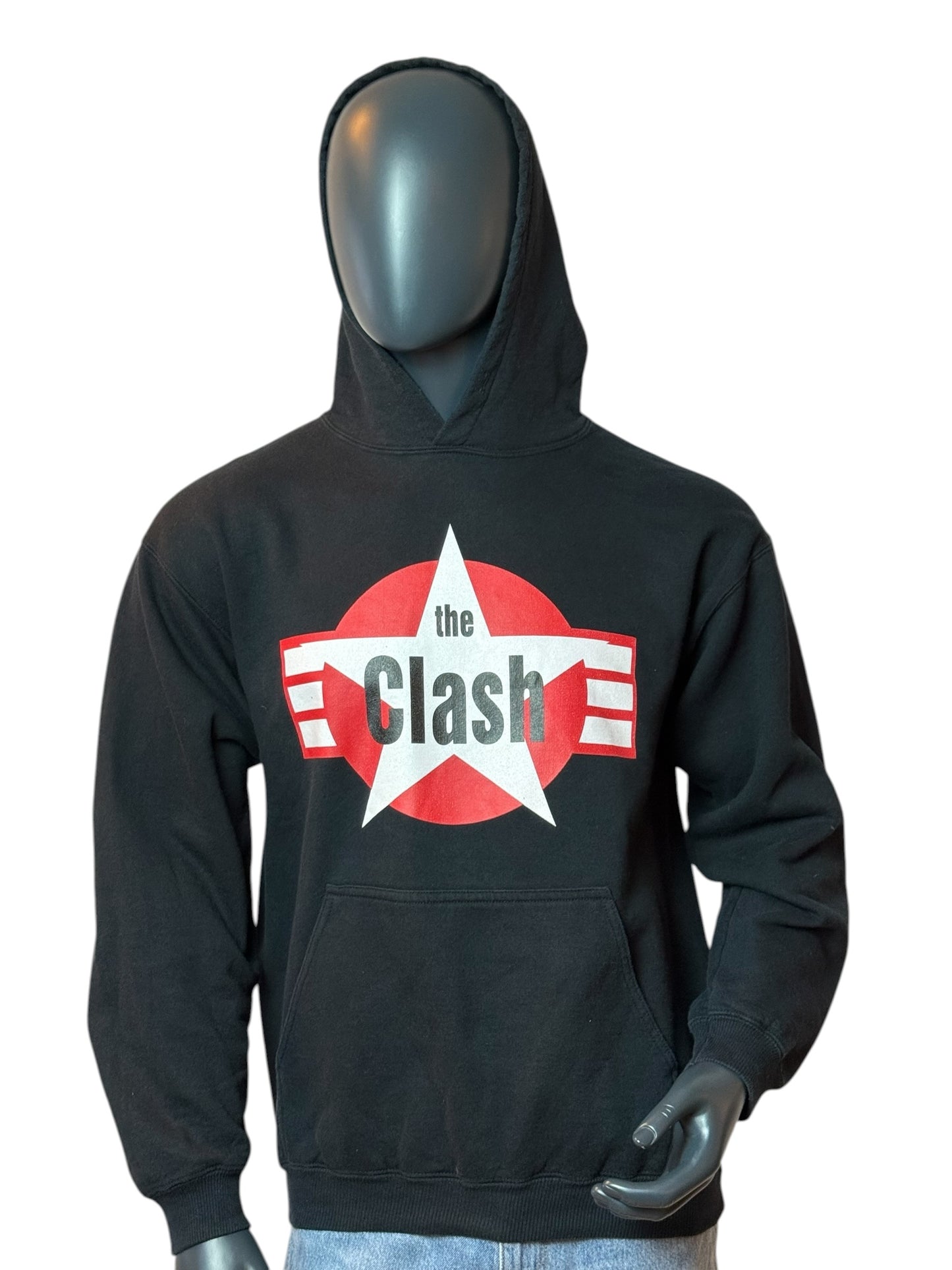 Vintage The Clash Hoodie Schwarz Band Print Rock Punk Streetwear Size M
