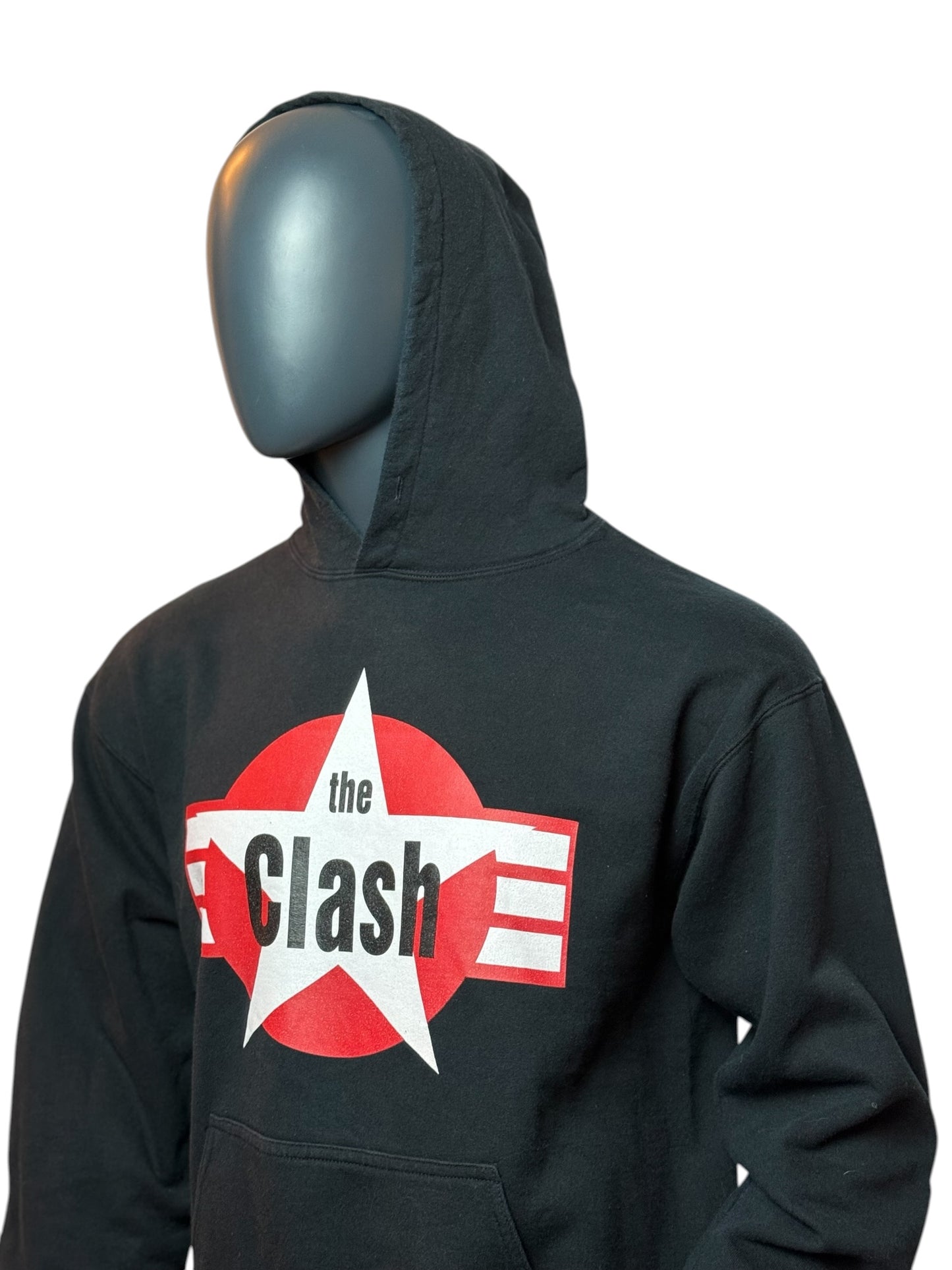 Vintage The Clash Hoodie Schwarz Band Print Rock Punk Streetwear Size M