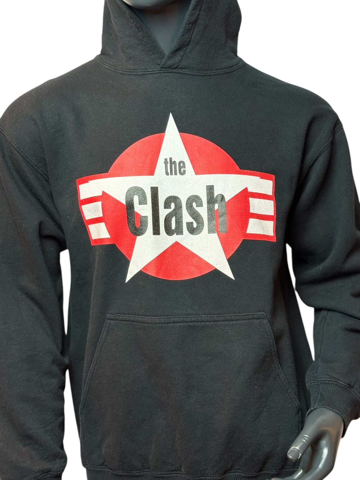 Vintage The Clash Hoodie Schwarz Band Print Rock Punk Streetwear Size M