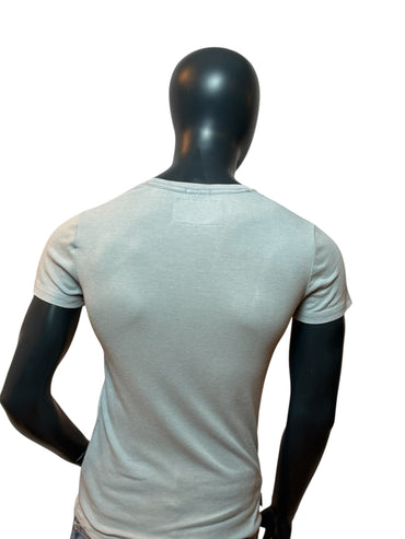 T-shirt Vintage Superdry Gris Logo Imprimé Délavé Basique Streetwear Taille S