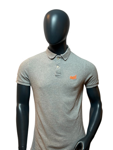 Superdry Polo gris Basique Minimaliste Streetwear Coupe Ajustée Taille M