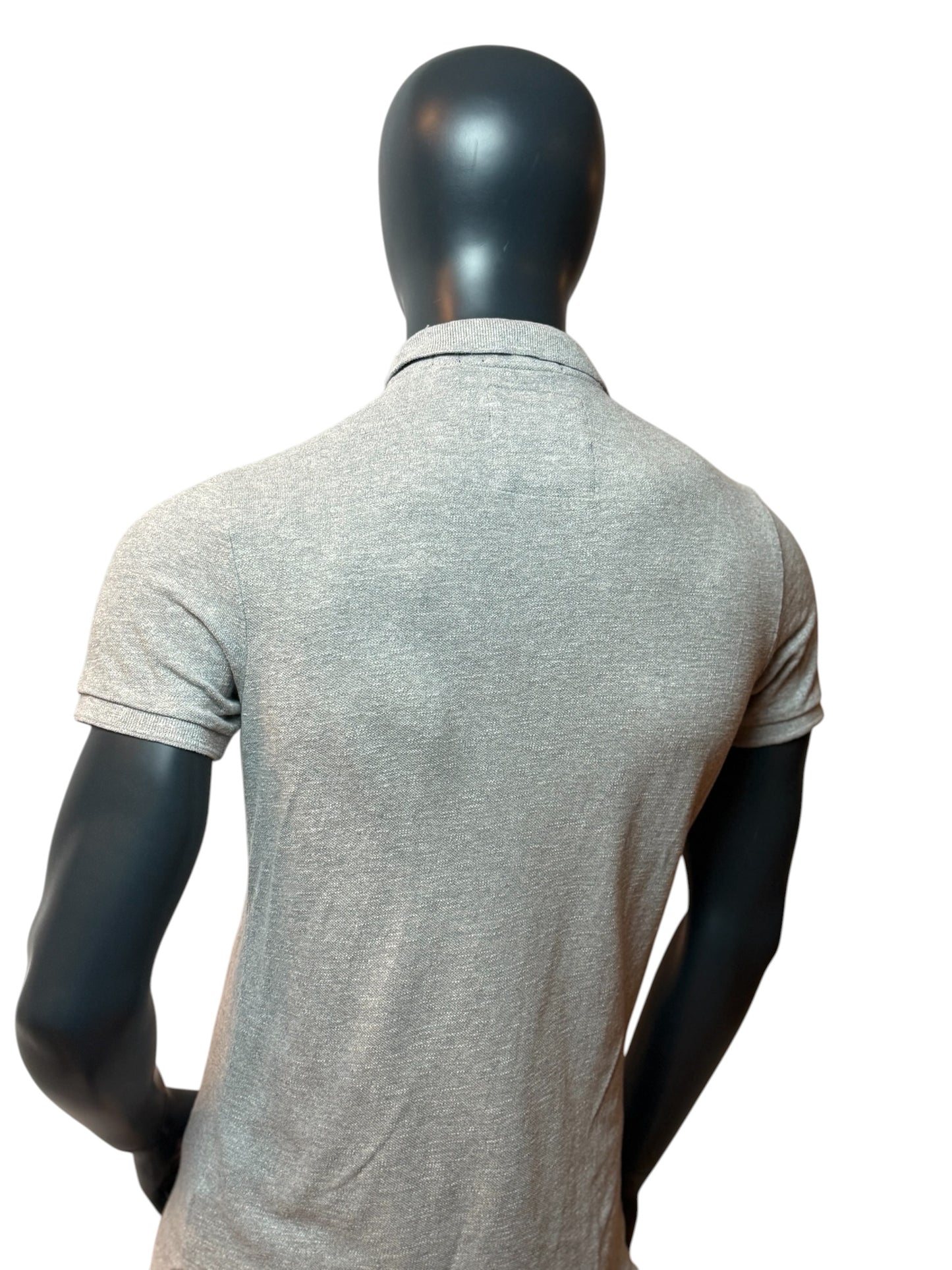 Superdry Polo Shirt Grey Minimal Basic Streetwear Slim Fit Size M