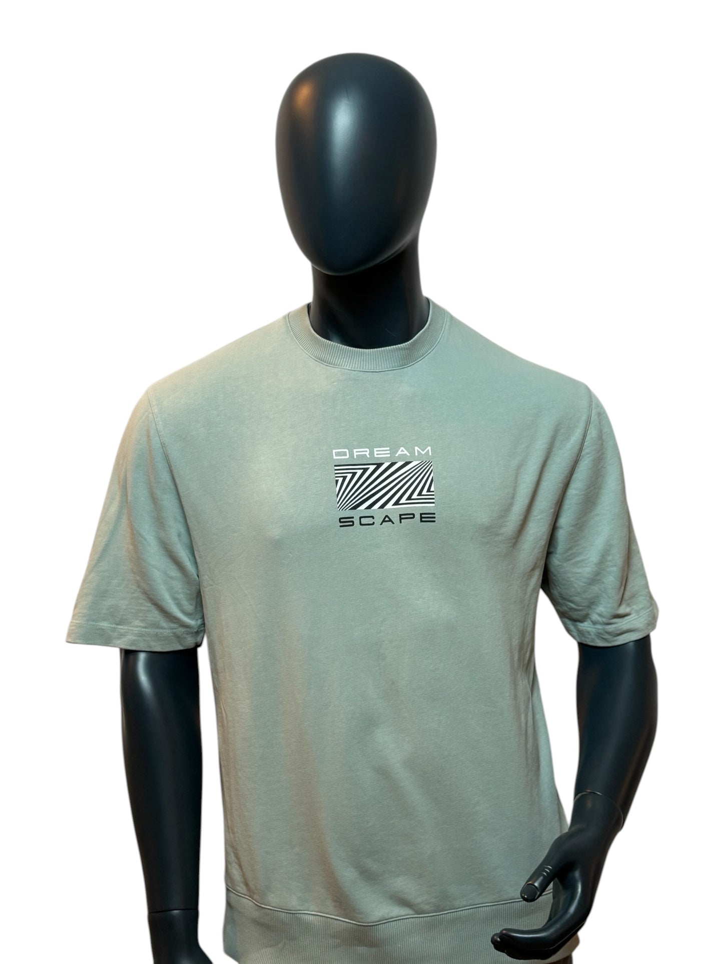Vintage Dreamscape T-Shirt Sage Green Graphic Backprint Streetwear Size M