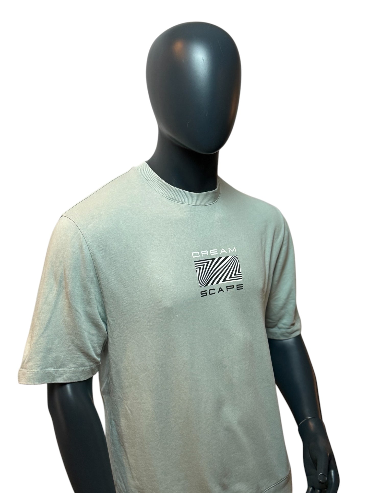 Vintage Dreamscape T-Shirt Sage Green Graphic Backprint Streetwear Size M