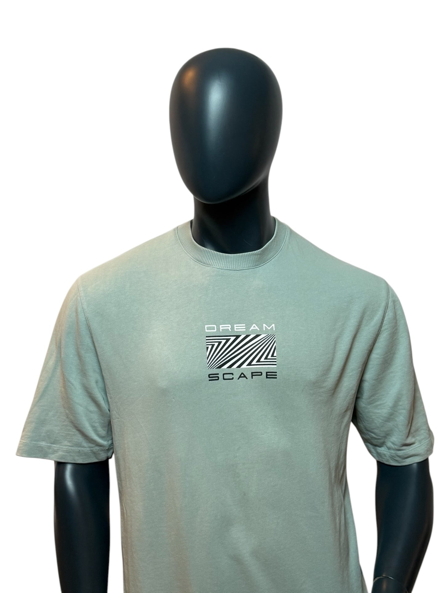 Vintage Dreamscape T-Shirt Sage Green Graphic Backprint Streetwear Size M