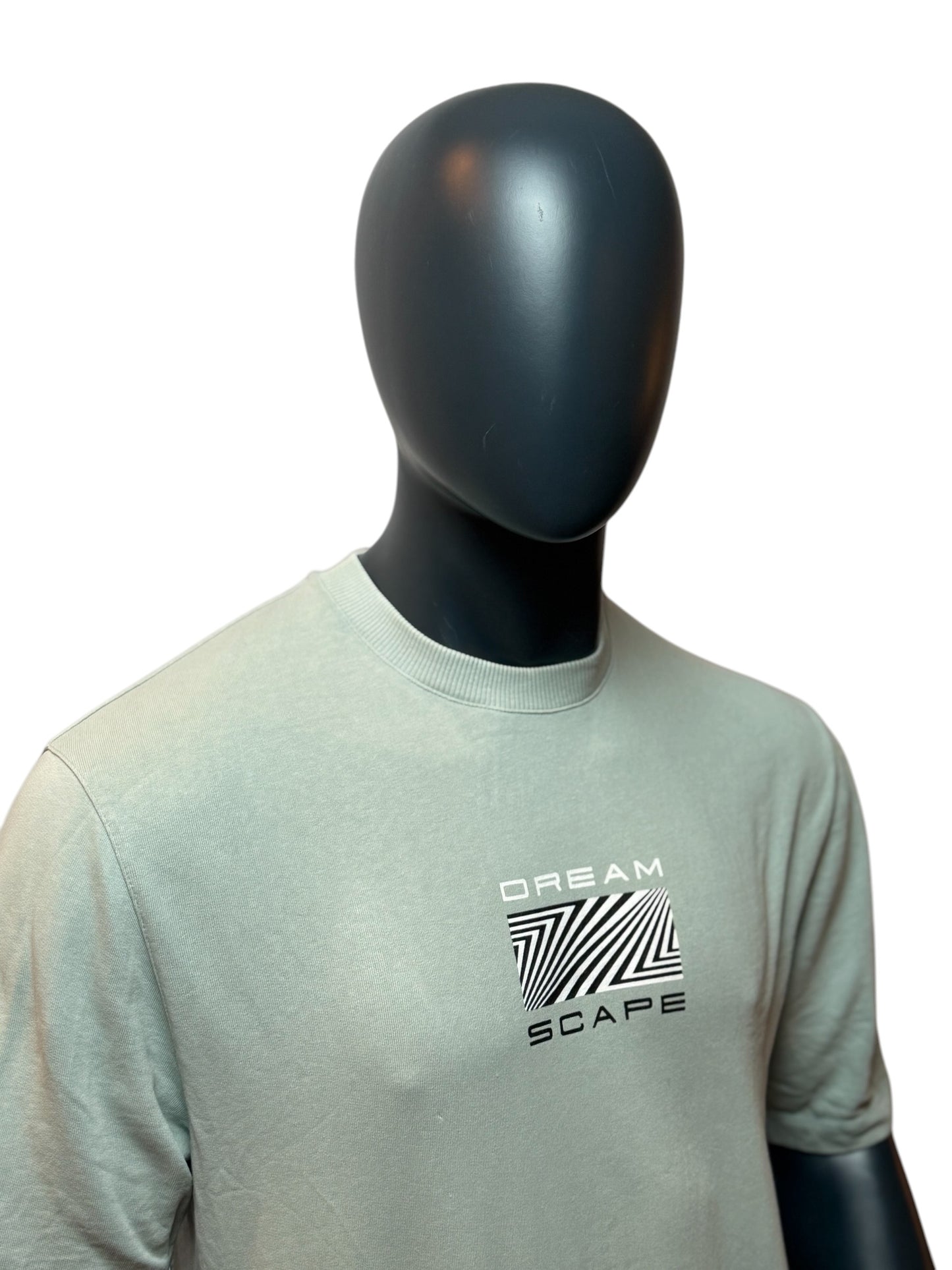Vintage Dreamscape T-Shirt Sage Green Graphic Backprint Streetwear Size M