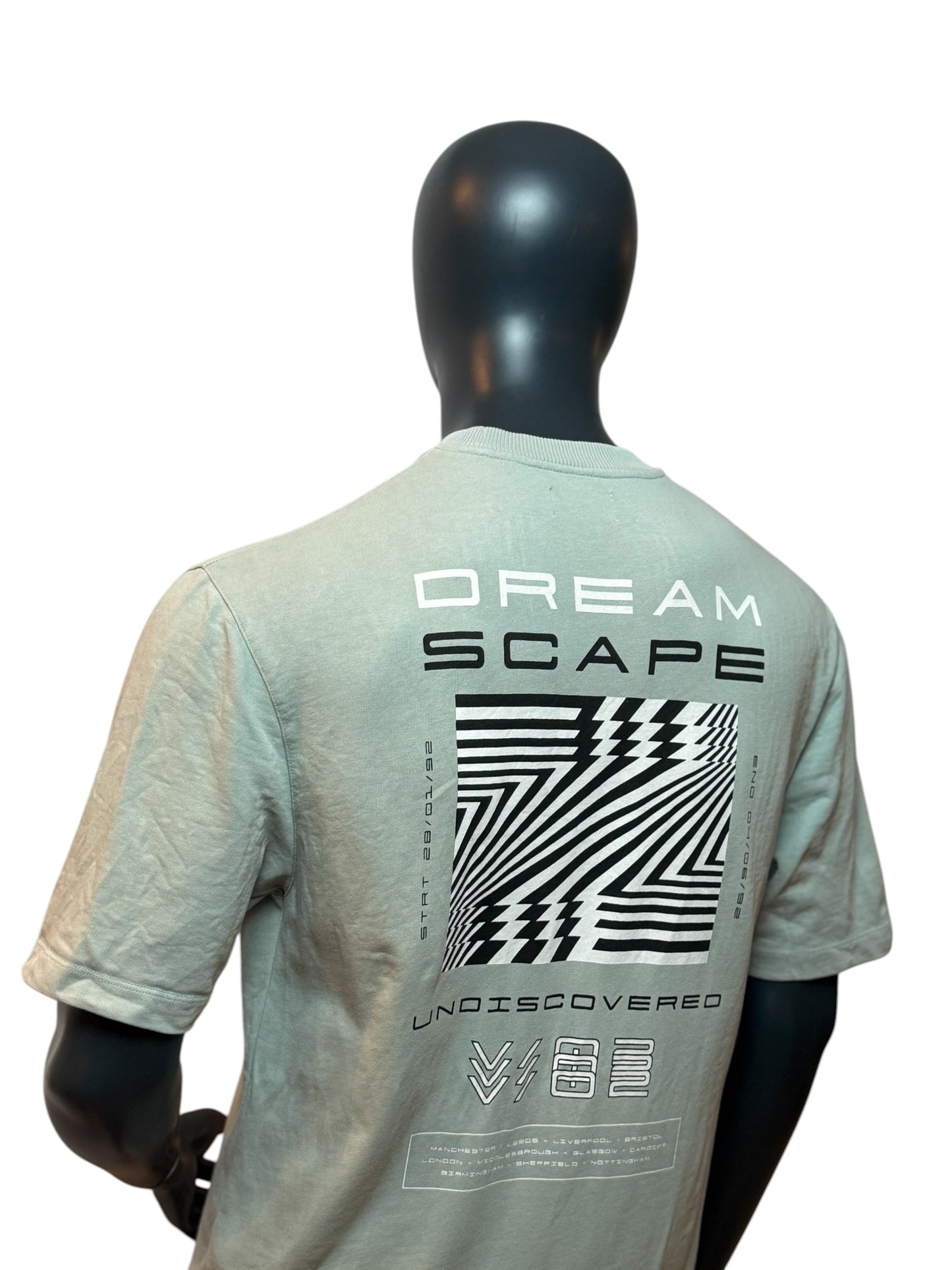 Vintage Dreamscape T-Shirt Sage Green Graphic Backprint Streetwear Size M