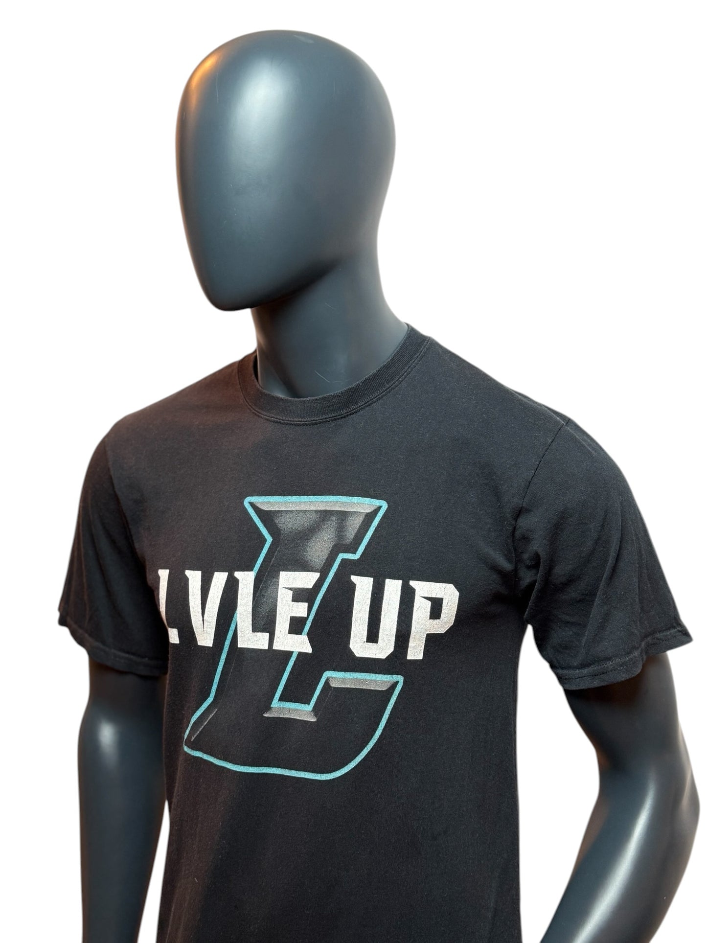 Vintage “LVLE UP” Graphic T-Shirt Black Streetwear Tee Size M