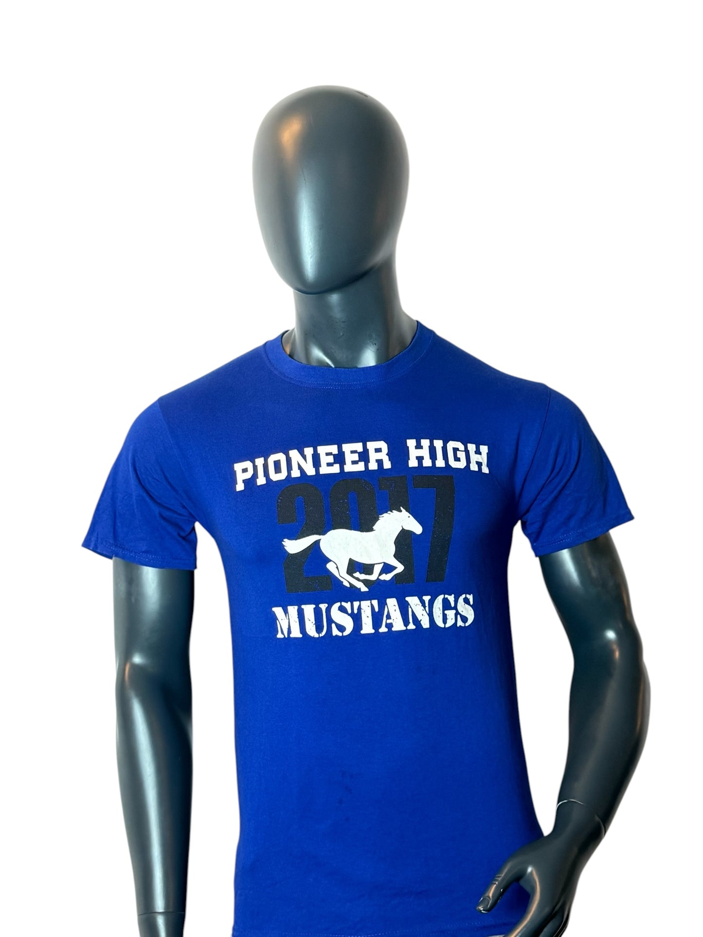 Pioneer High Mustangs 2017 Vintage T-Shirt Blue Size S