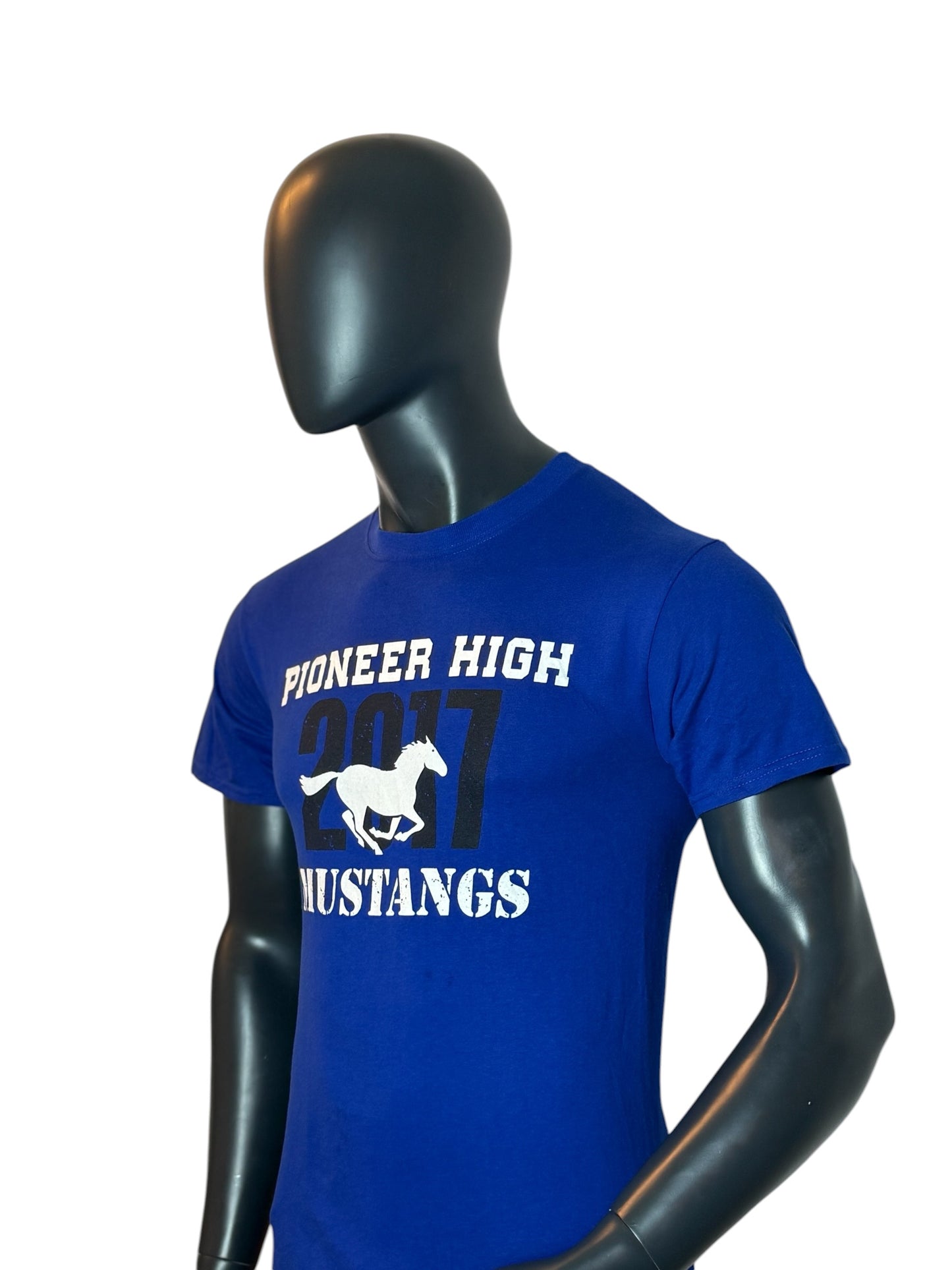 Pioneer High Mustangs 2017 Vintage T-Shirt Blue Size S