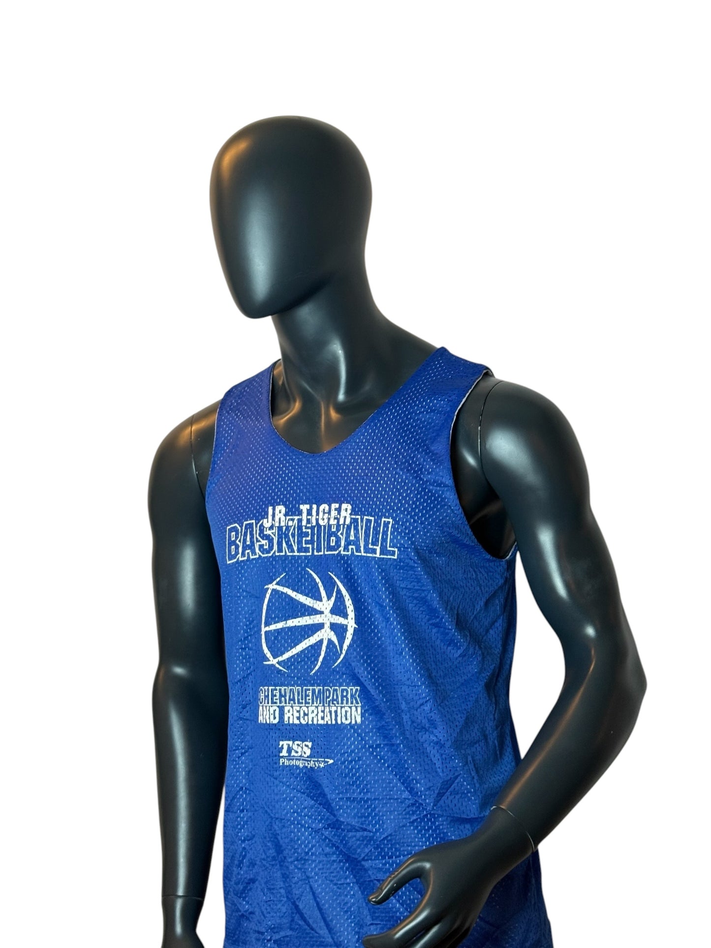 JR Tiger Basketball Reversible Jersey Blue White Tank Top Size M