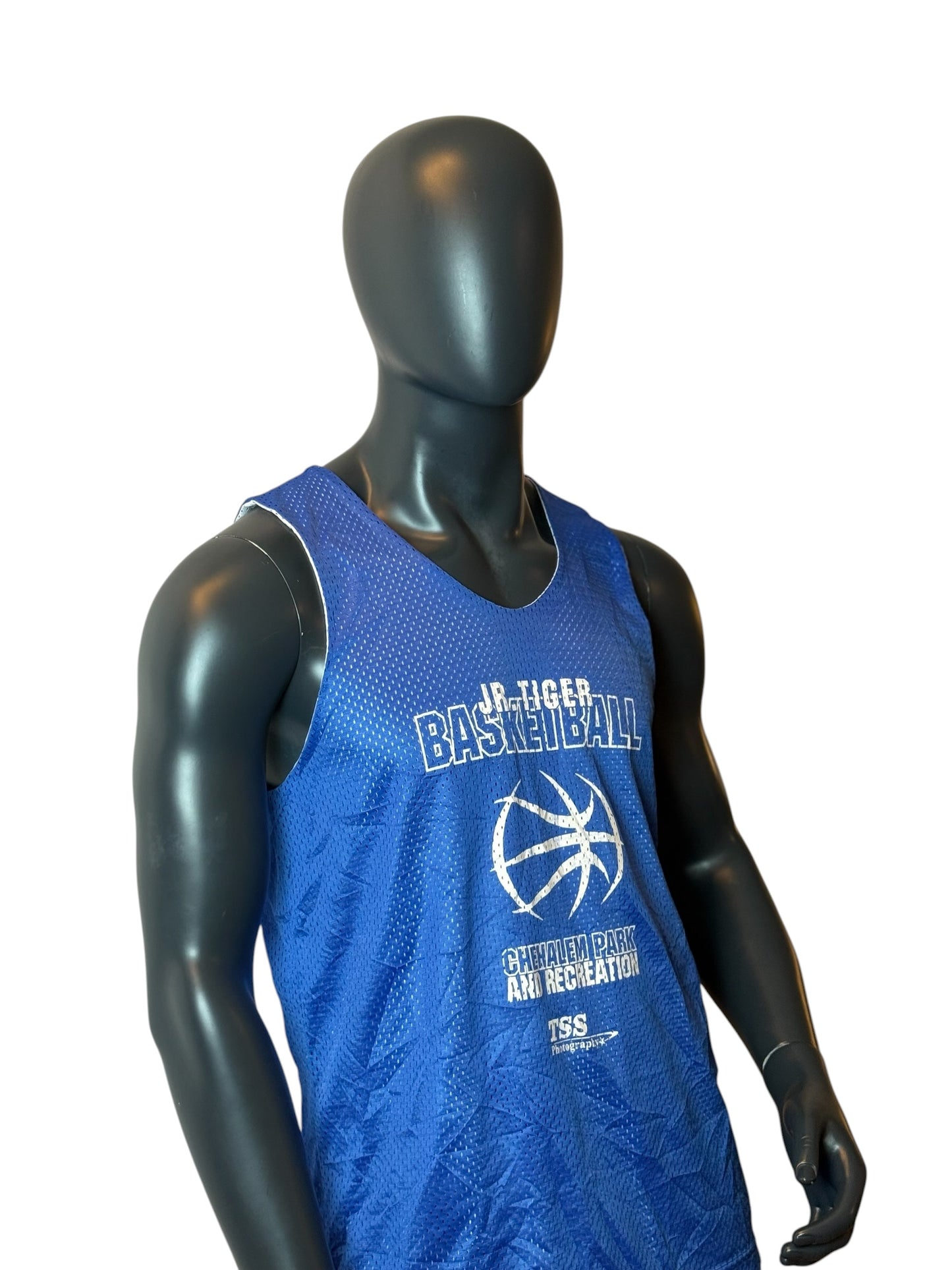 JR Tiger Basketball Reversible Jersey Blue White Tank Top Size M