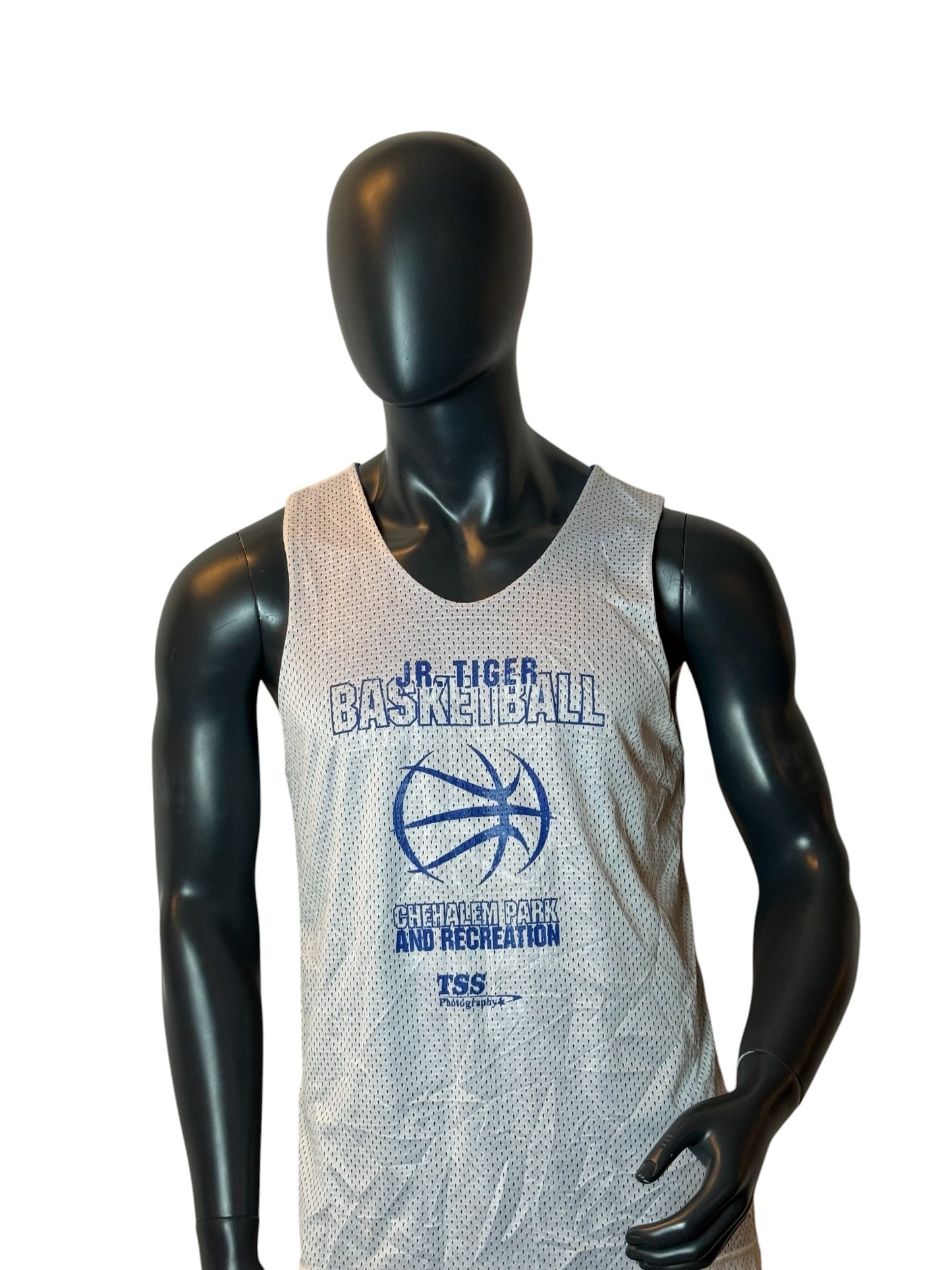 JR Tiger Basketball Reversible Jersey Blue White Tank Top Size M