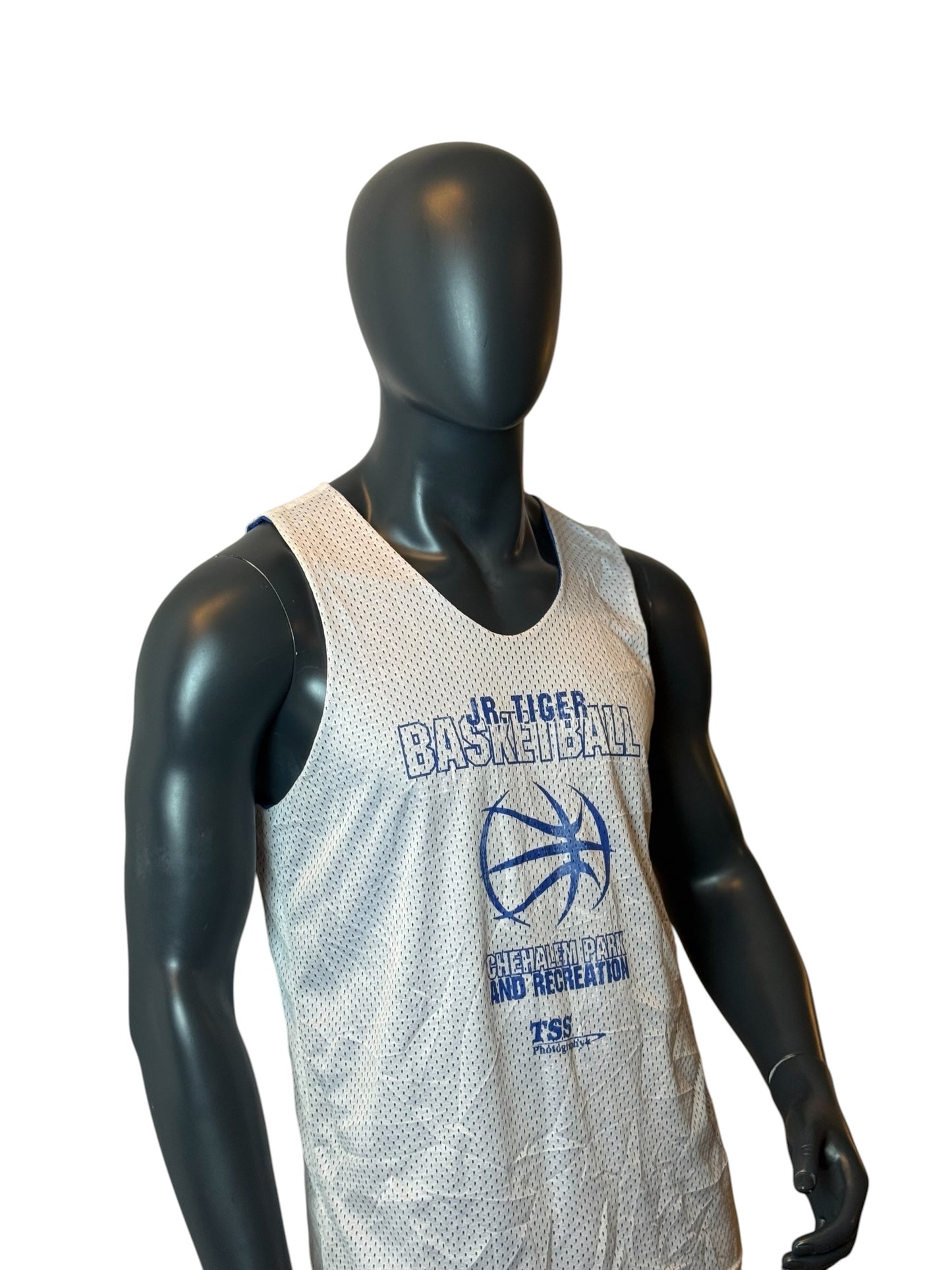 JR Tiger Basketball Reversible Jersey Blue White Tank Top Size M