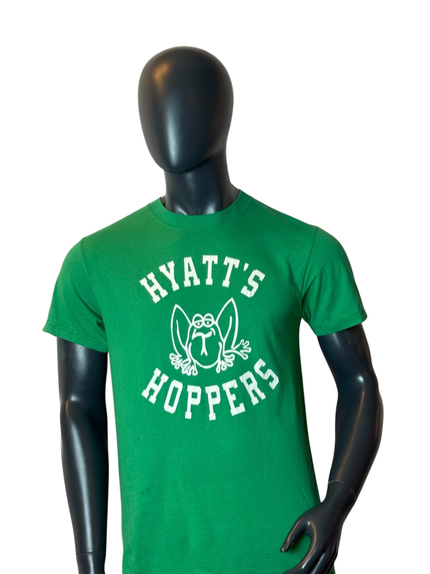 Hyatt’s Hoppers Frog T Shirt Green Graphic Tee Vintage Style Size M