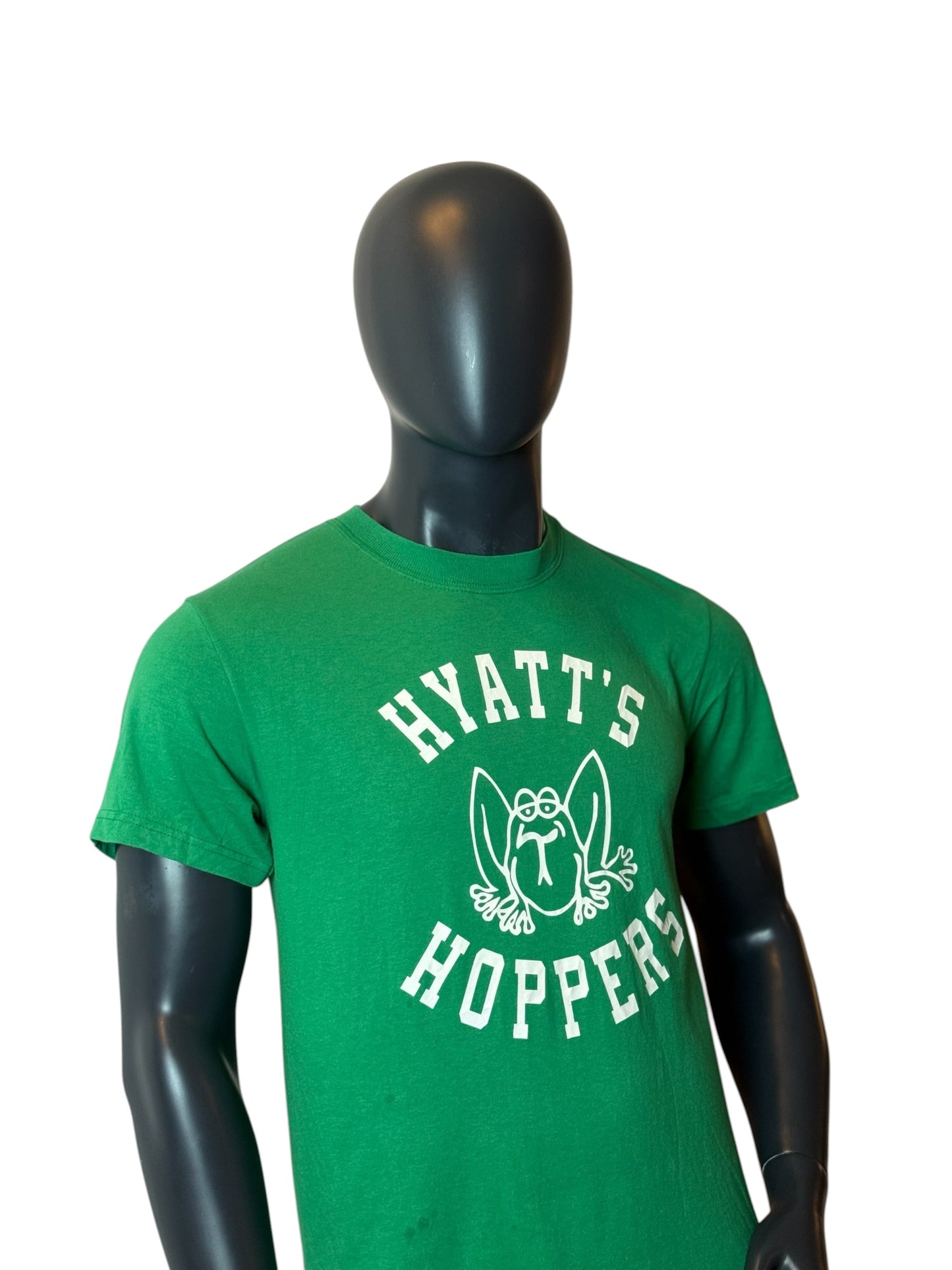 Hyatt’s Hoppers Frog T Shirt Green Graphic Tee Vintage Style Size M