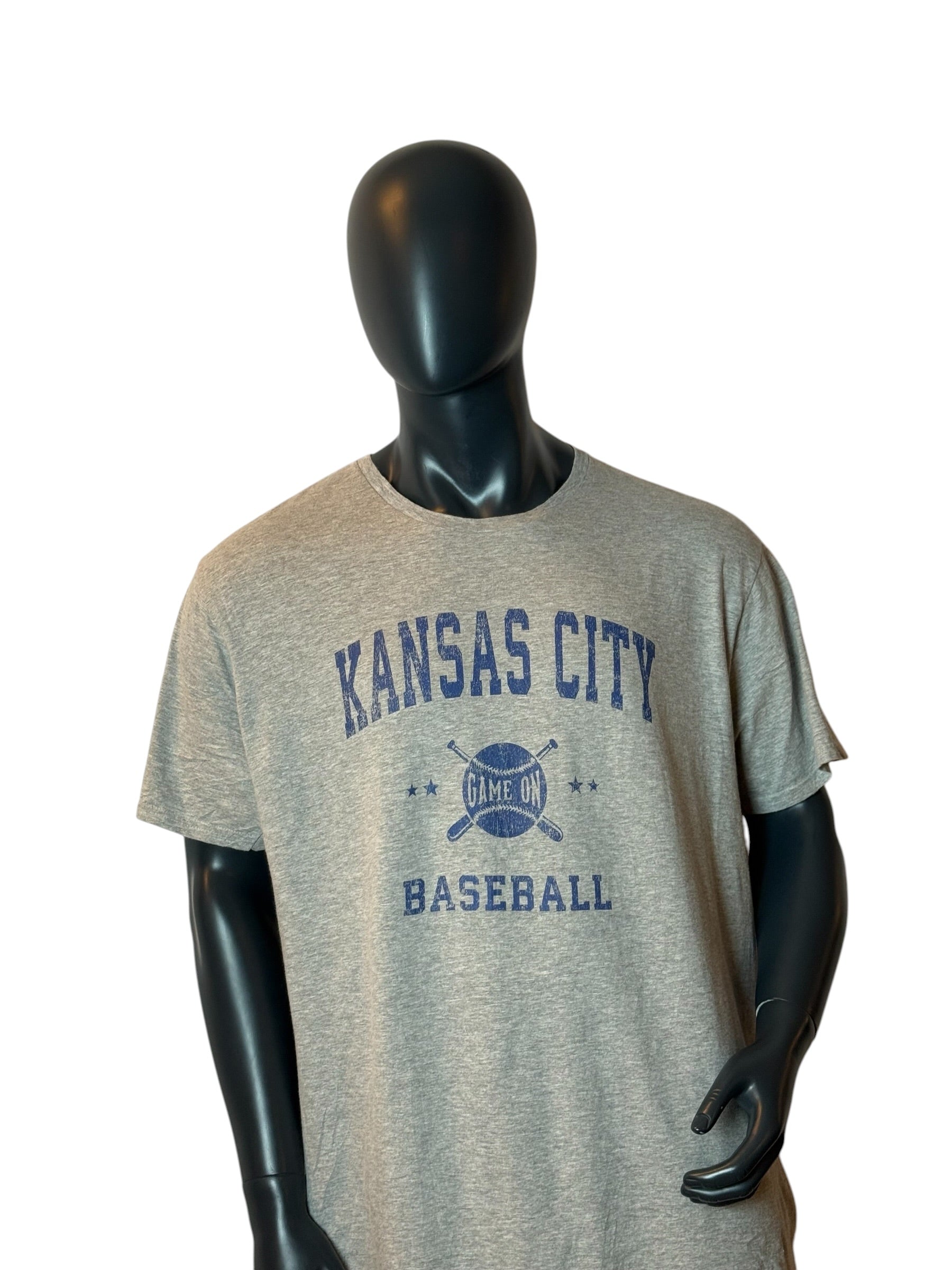 Kansas City Baseball T Shirt Grey Blue Print Vintage Style Sports Tee