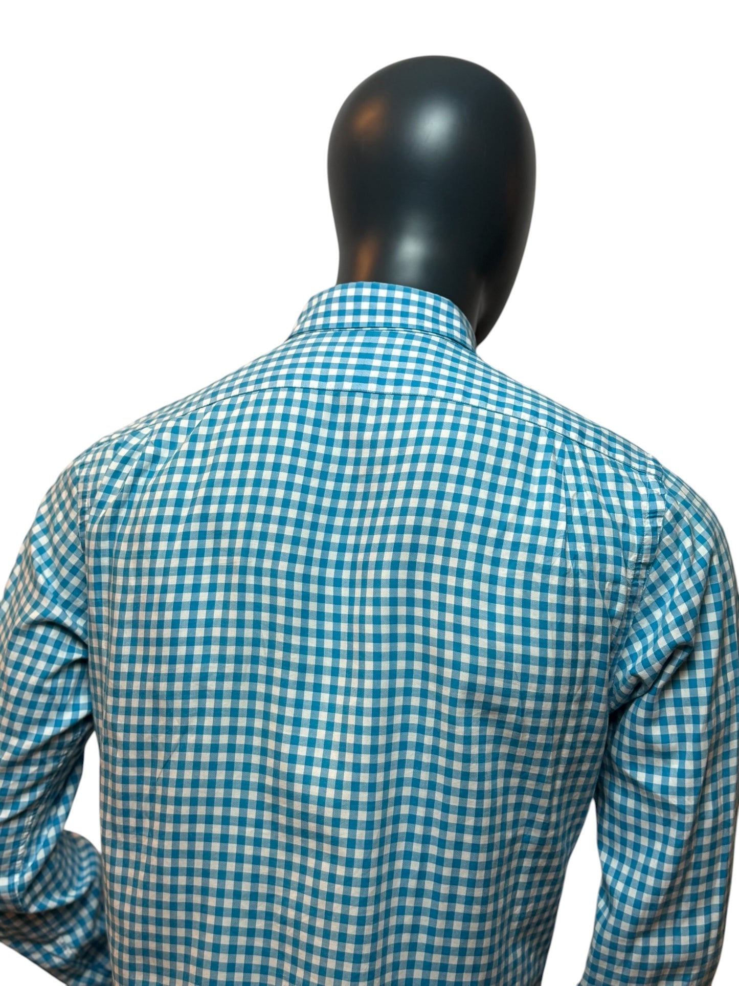Ralph Lauren Gingham Shirt Blue White Slim Fit Button Up Classic Size M