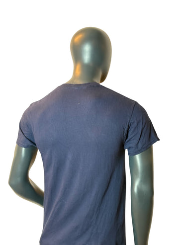 T-shirt graphique Miami bleu marine, rétro vintage, style universitaire, streetwear, coton épais, taille M