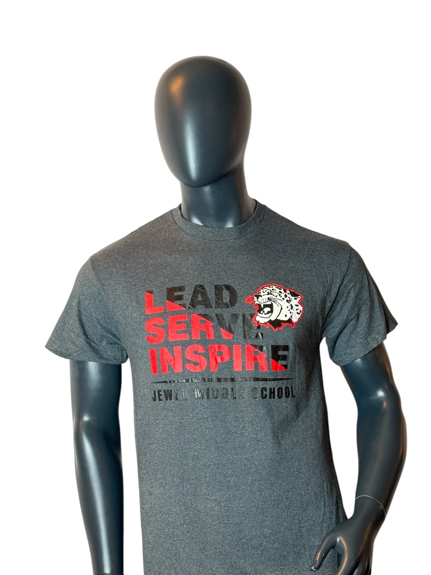 Lead Serve Inspire Graphic T Shirt Grey Retro Vintage School Streetwear Size M