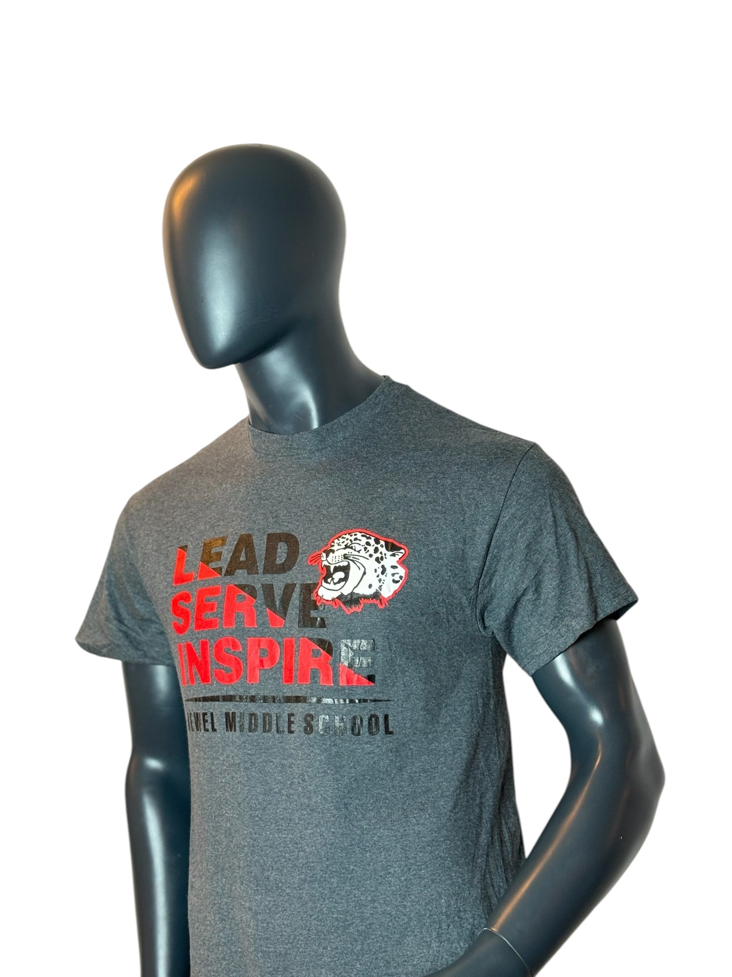 Lead Serve Inspire Graphic T Shirt Grey Retro Vintage School Streetwear Size M